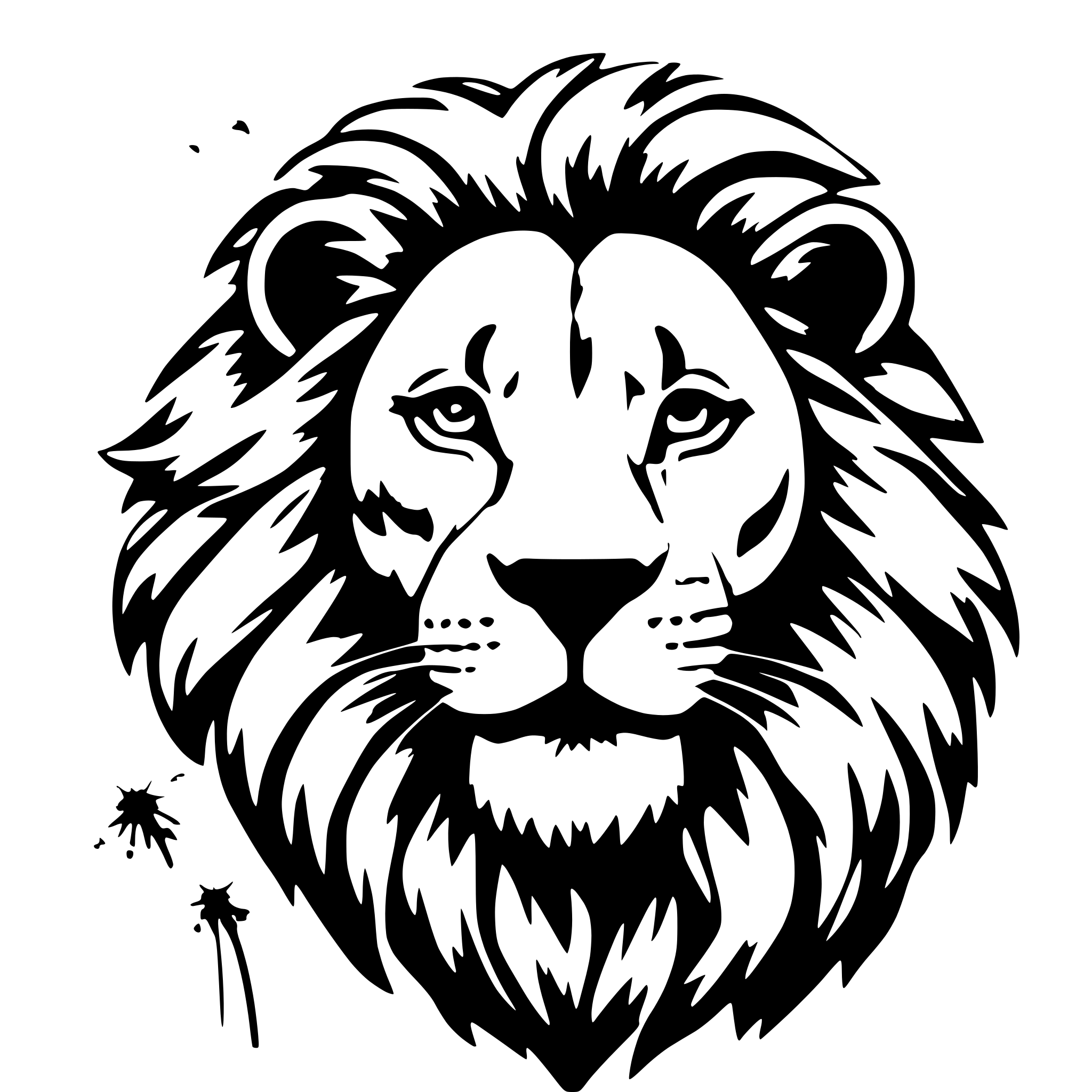 AI-generated SVG of 'Lion with dandelion mane'