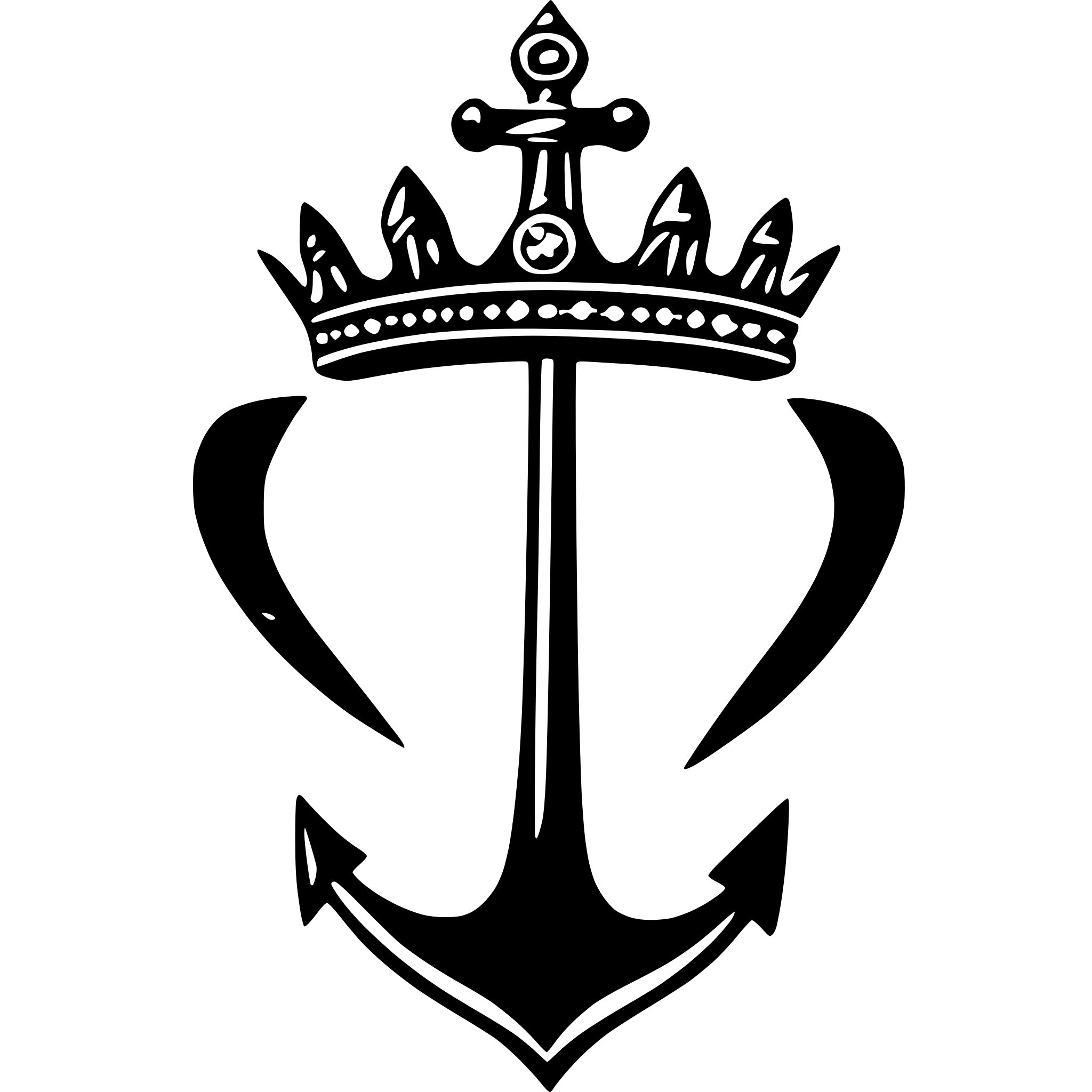 AI-generated SVG of a simple, rhinestone tiara with anchor,