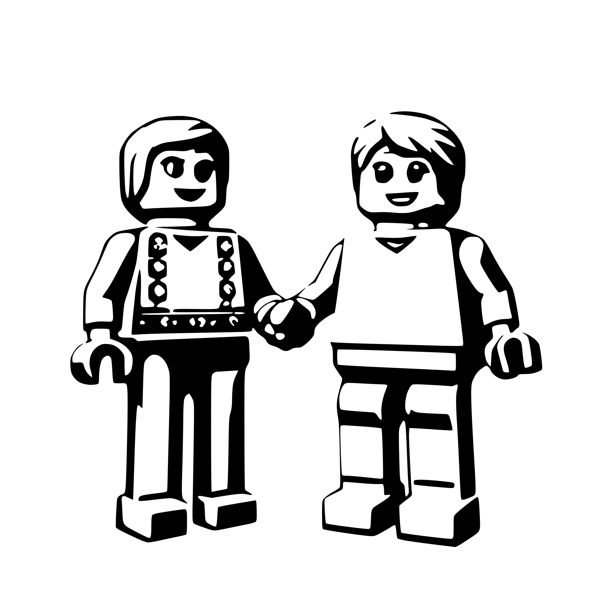 AI-generated SVG of a Two Lego figures hand in hand
