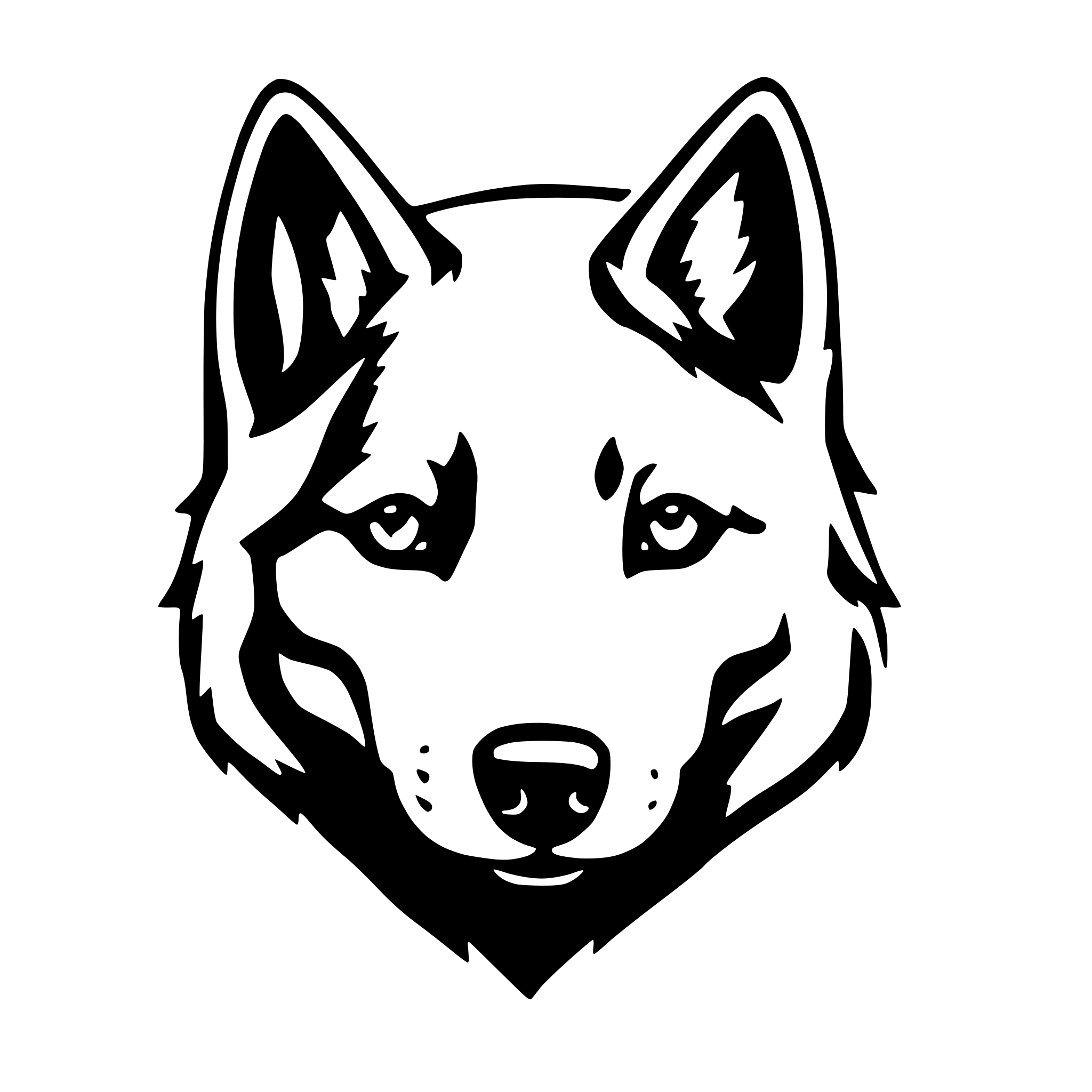 AI-generated SVG of a husky ears simple outline