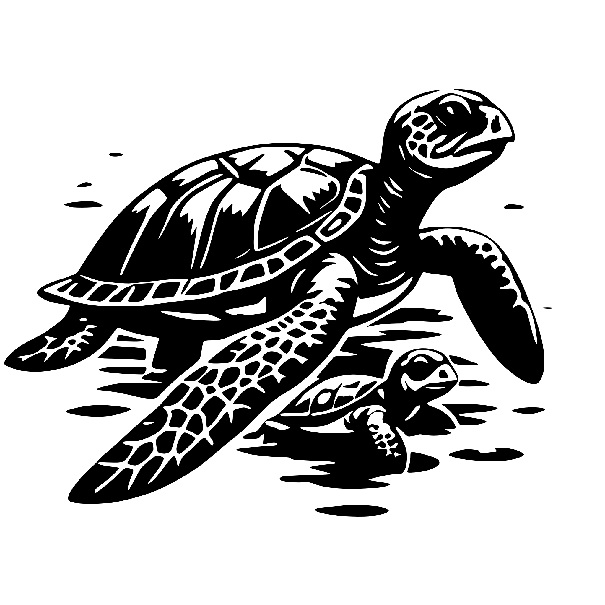 AI-generated SVG of 'sea turtle swimming with babies'