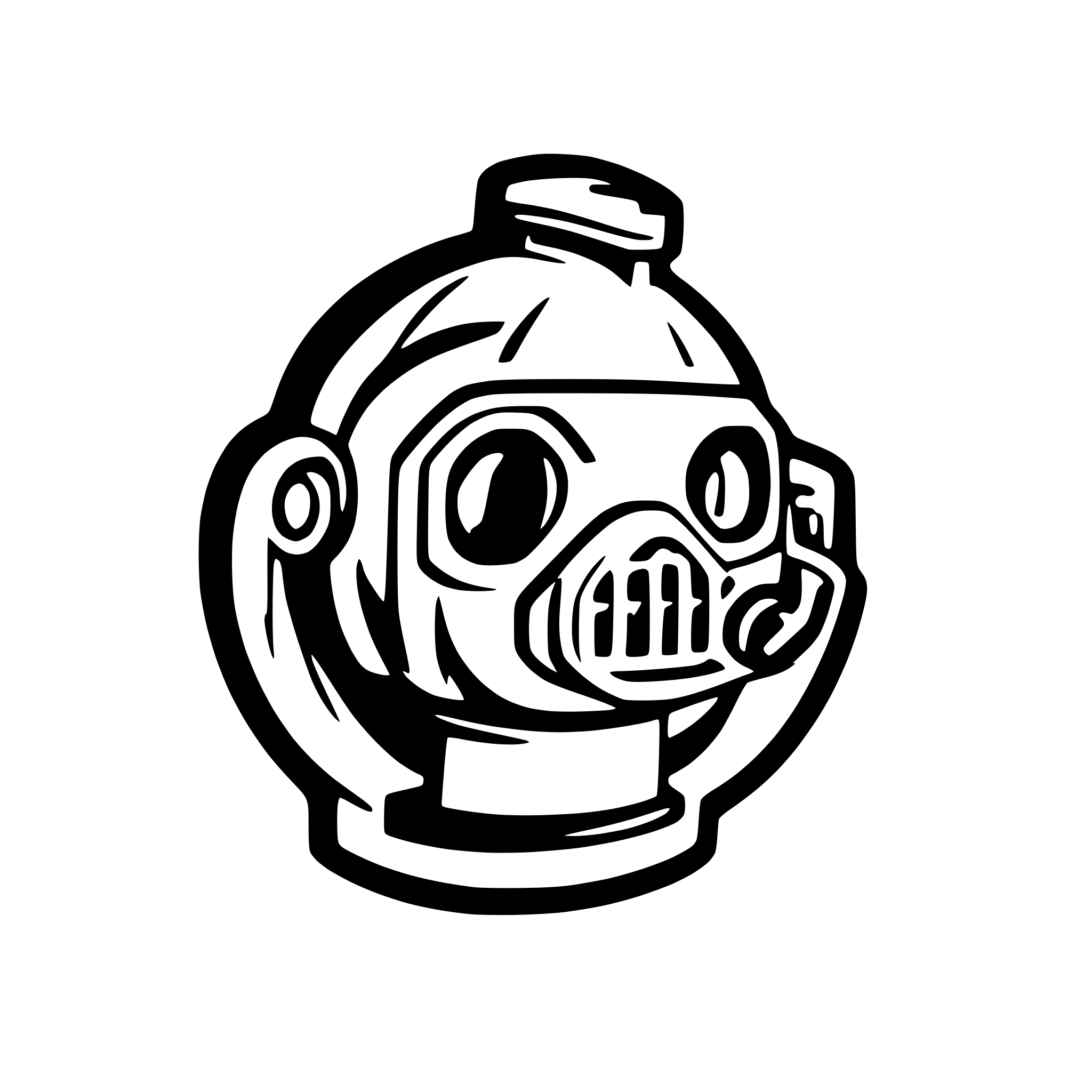 AI-generated SVG of 'fish head with gas mask'