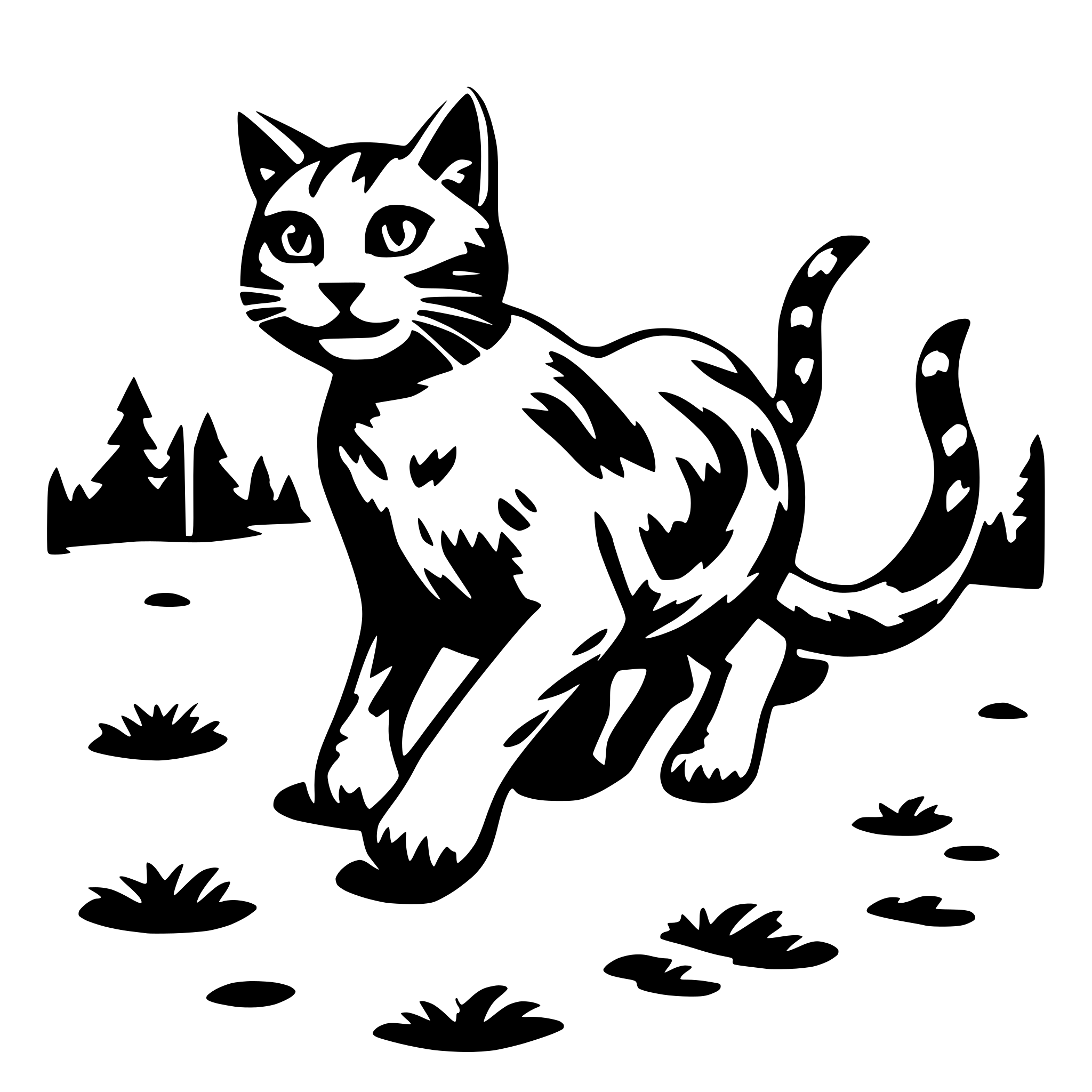 AI-generated SVG of a running cat in land