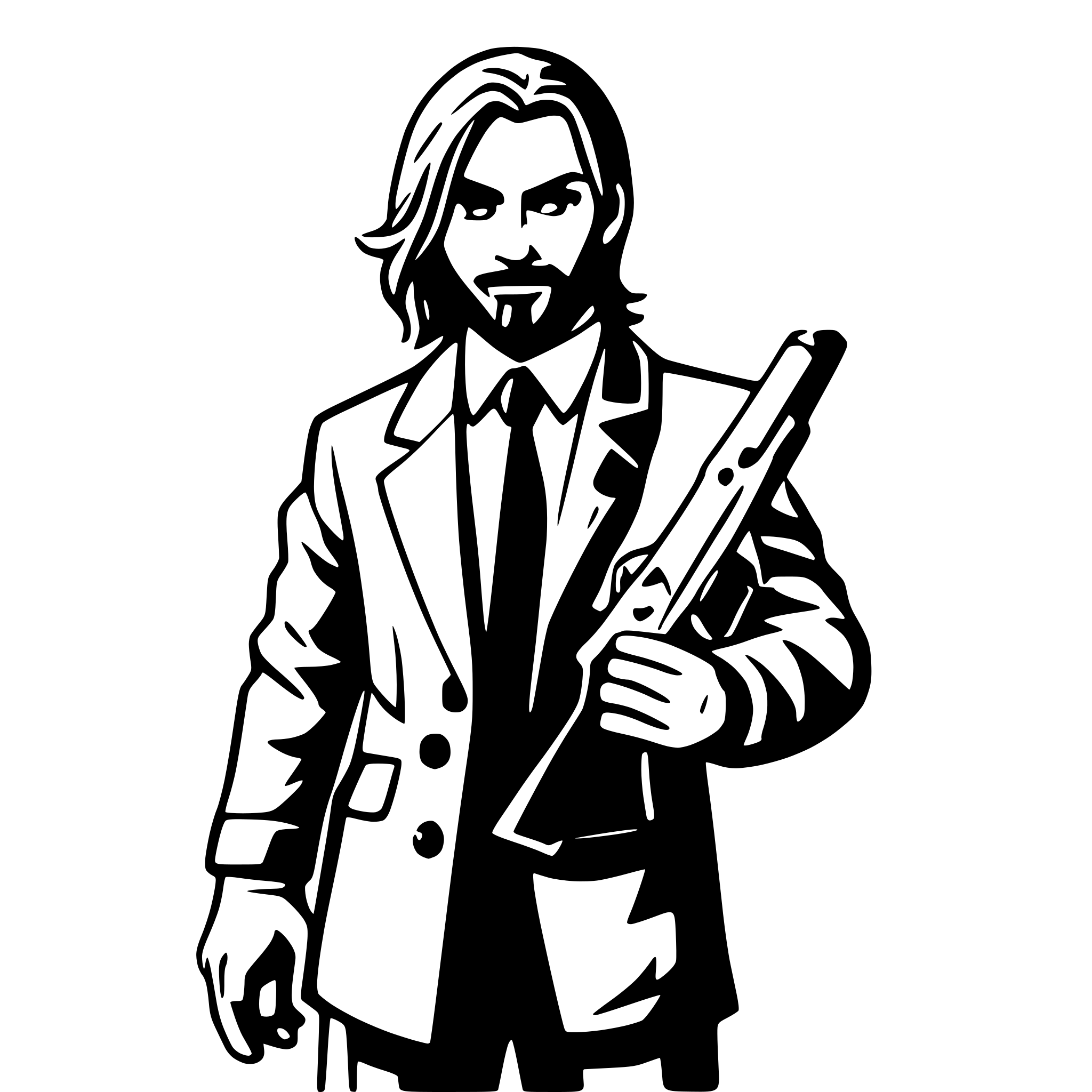 AI-generated SVG of a John wick hold a gun highly detailed