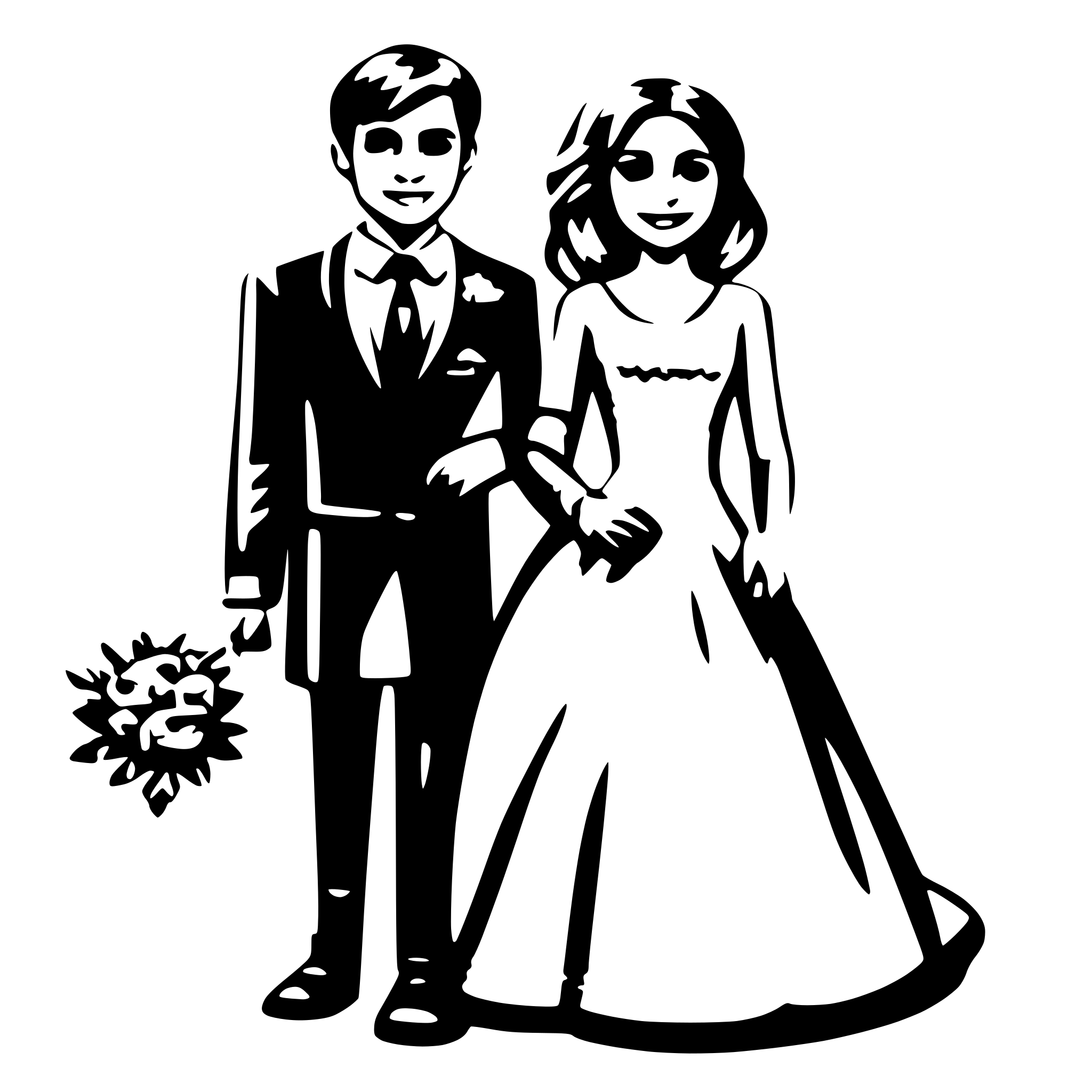 AI-generated SVG of 'Bride,groom and child'