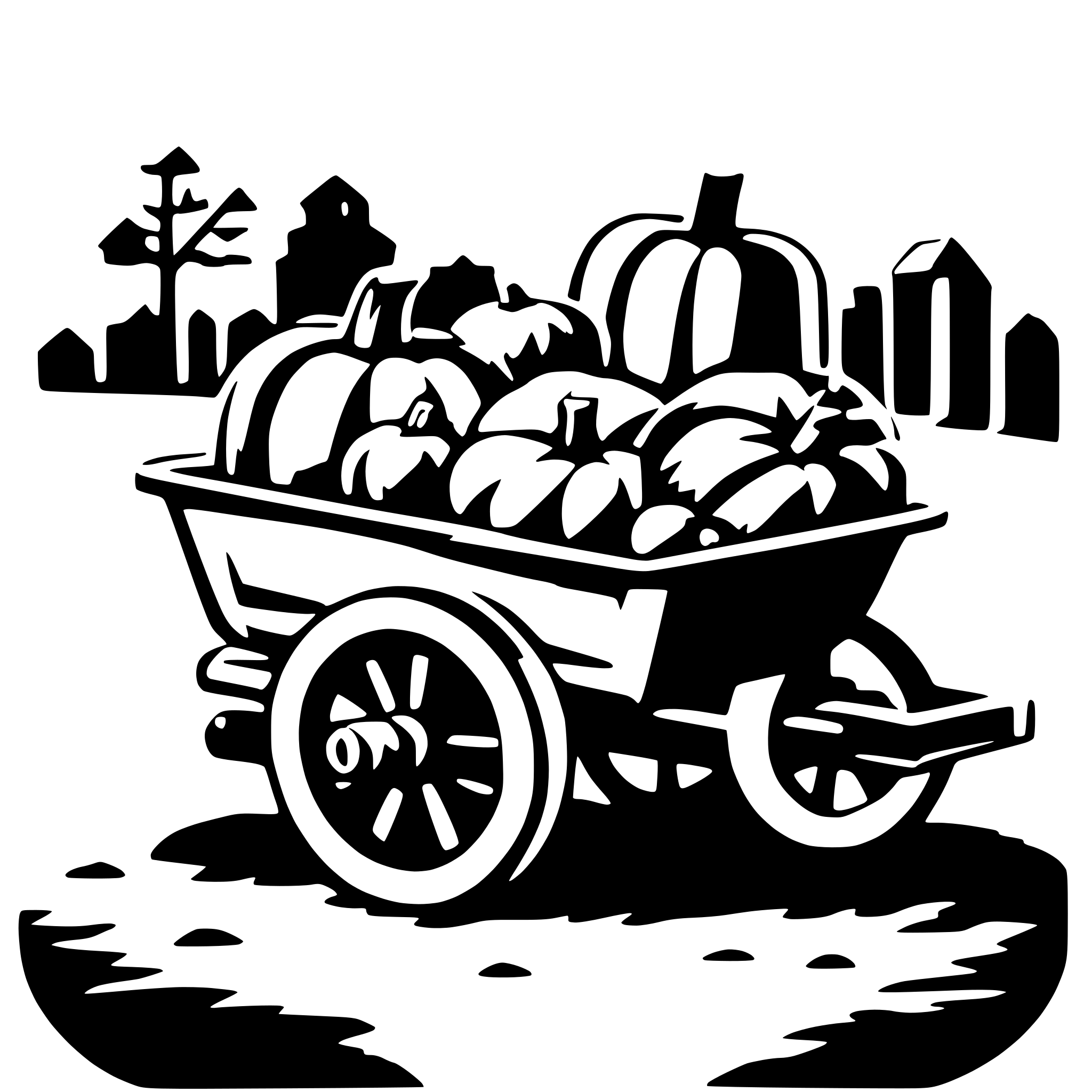 AI-generated SVG of 'wheelbarow with pumpkins'