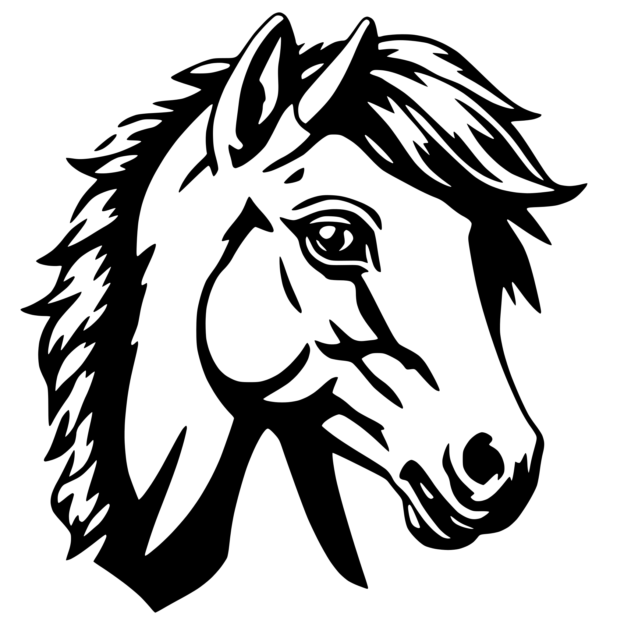 AI-generated SVG of 'pegasus face'
