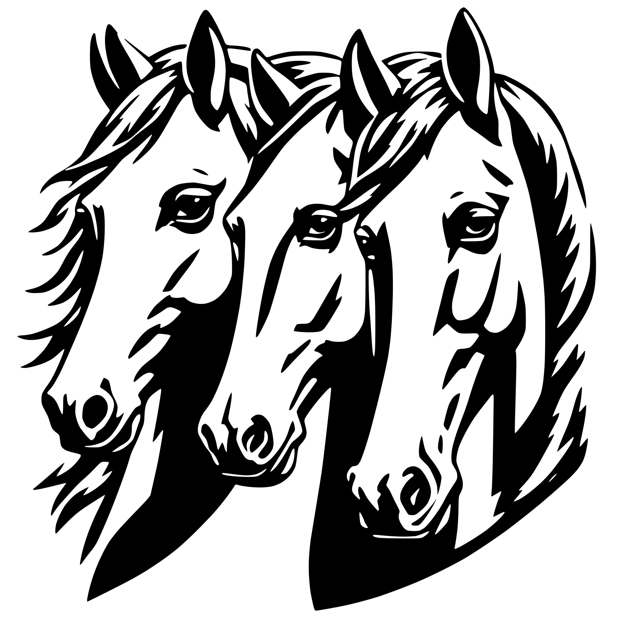 AI-generated SVG of '2 Horse heads'