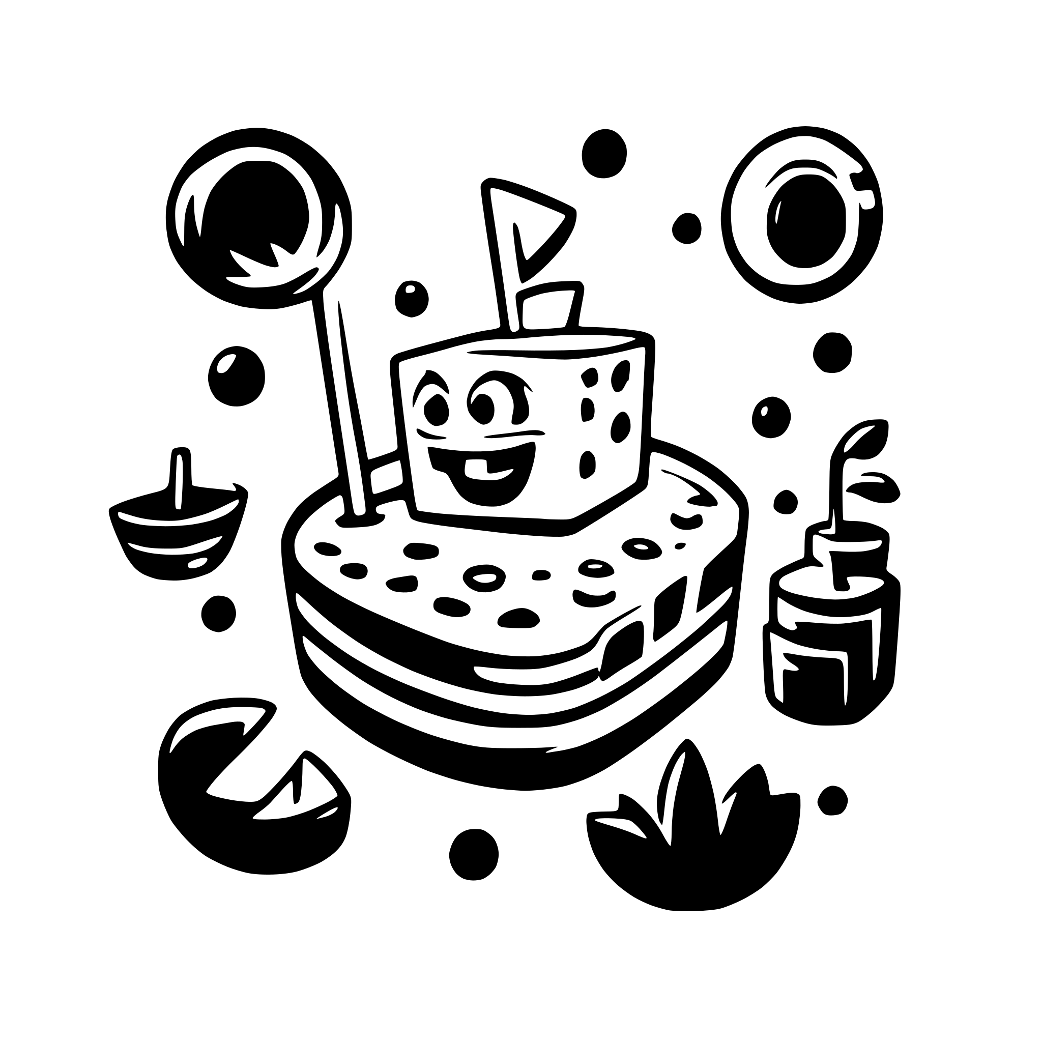 AI-generated SVG of a spongebob party 4 logo