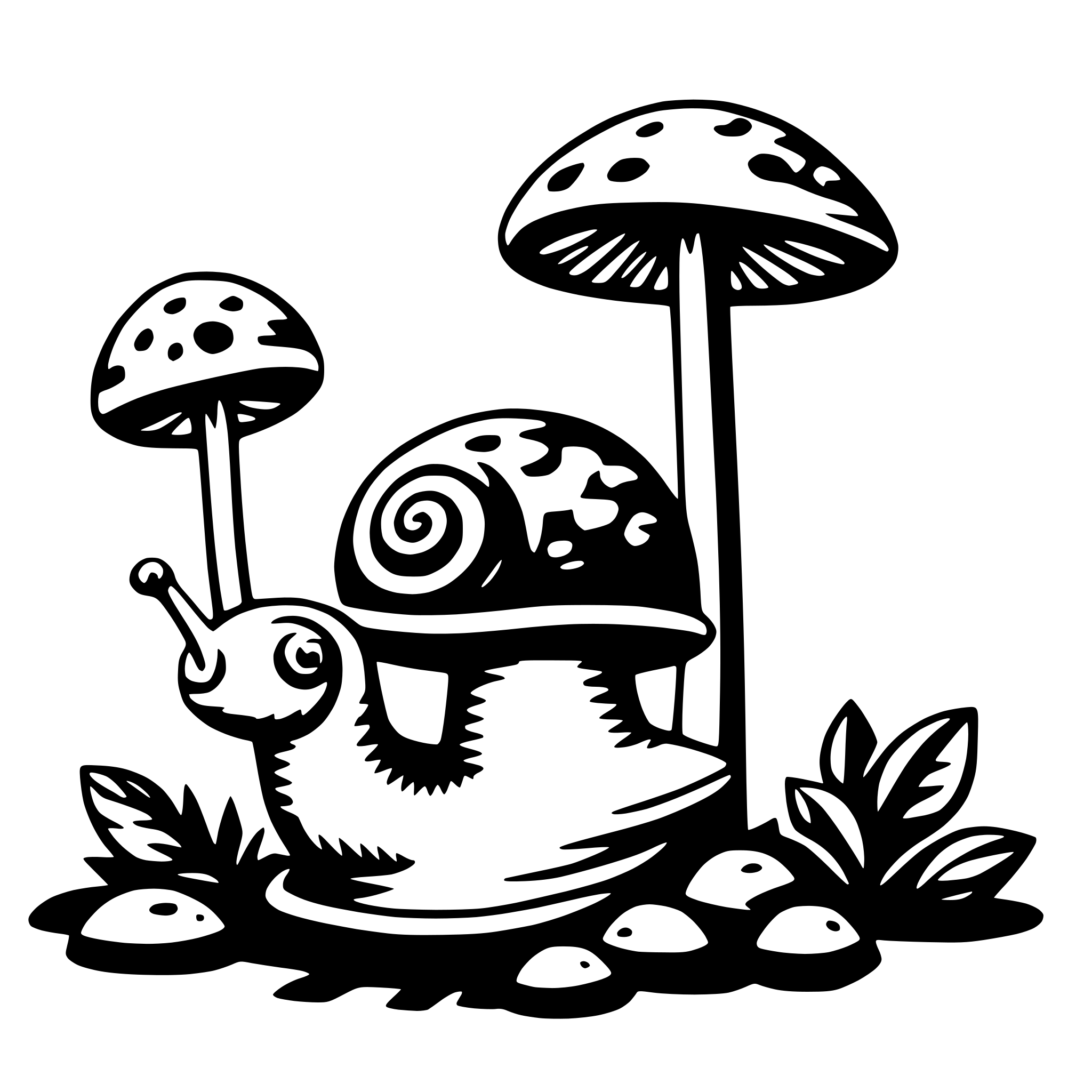 AI-generated SVG of a snail on mushroom