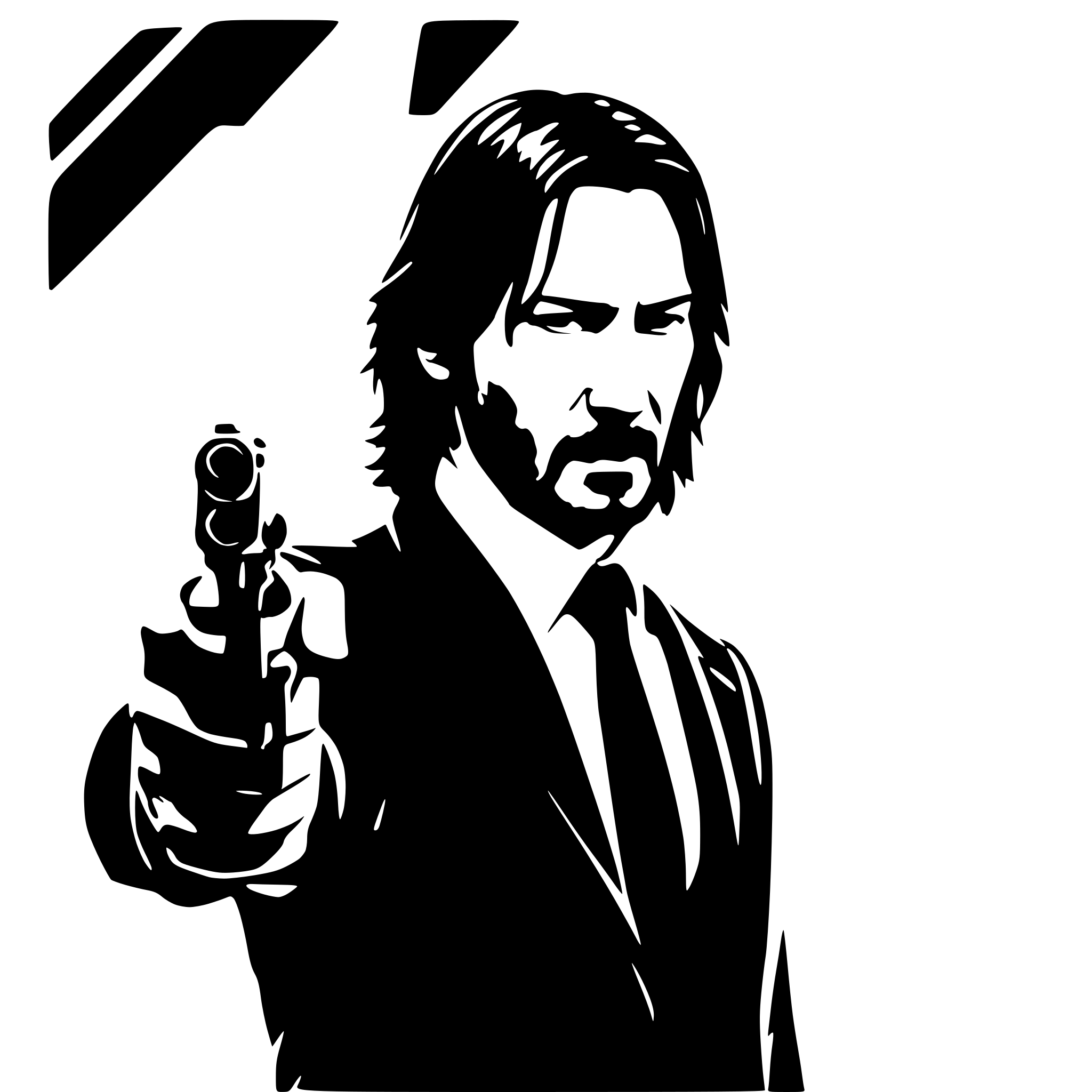 AI-generated SVG of 'Generate a vector of Keanu Reeves John Wick with a gun'