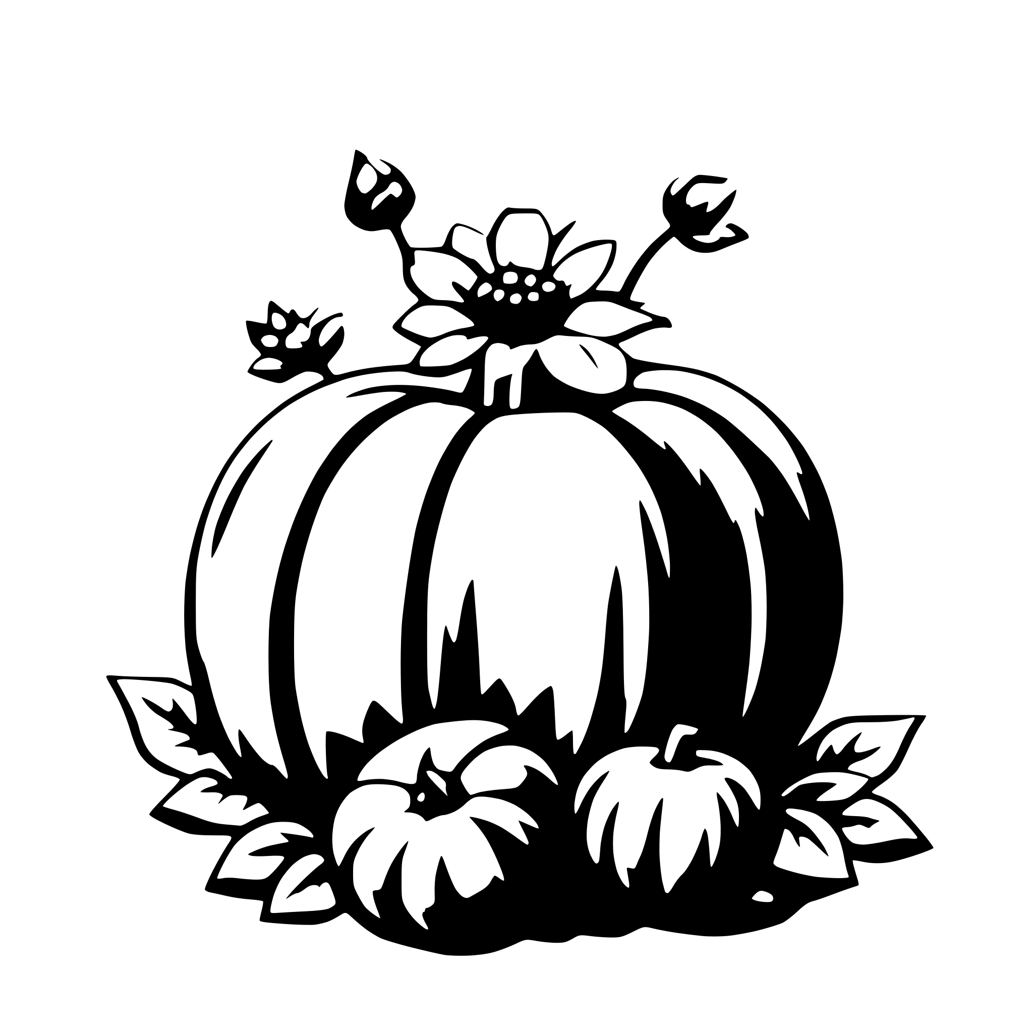 AI-generated SVG of 'pumpkin with flowers'