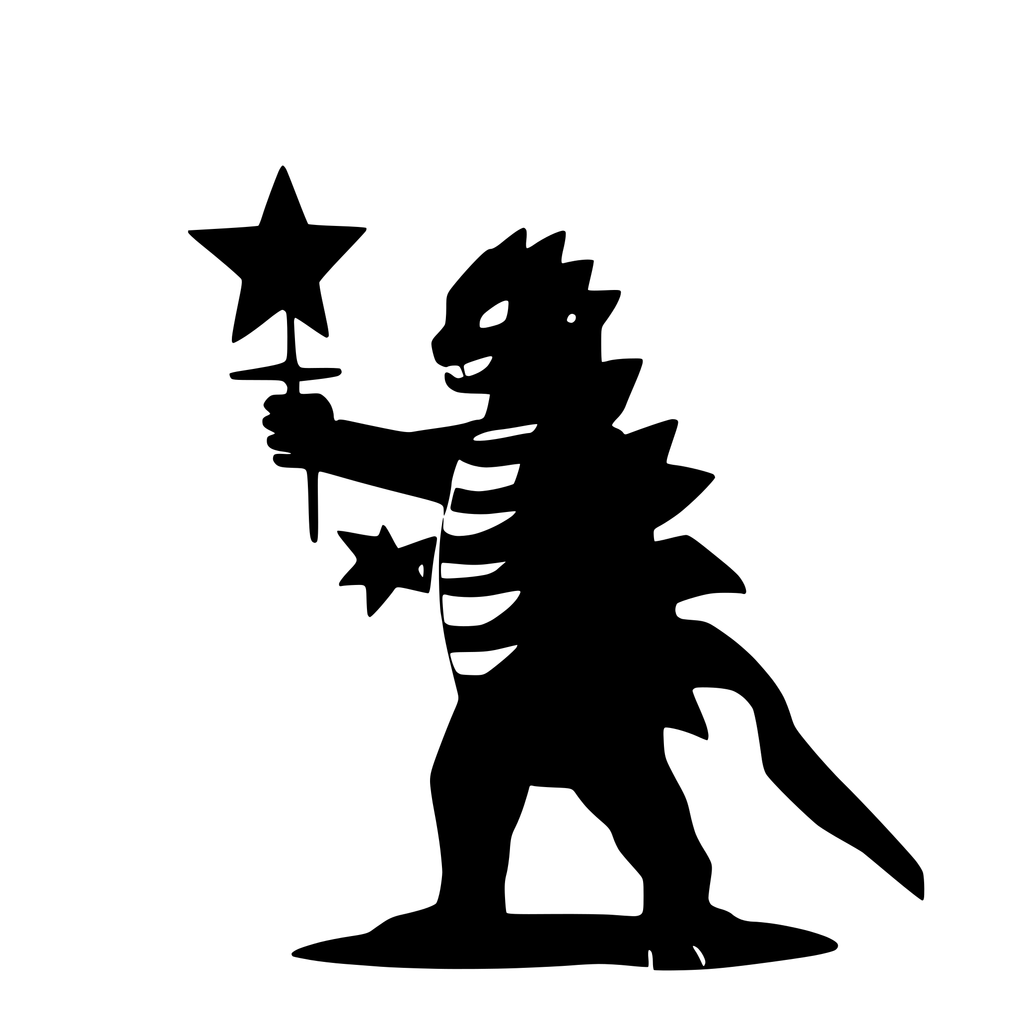 AI-generated SVG of a godzilla holding a star