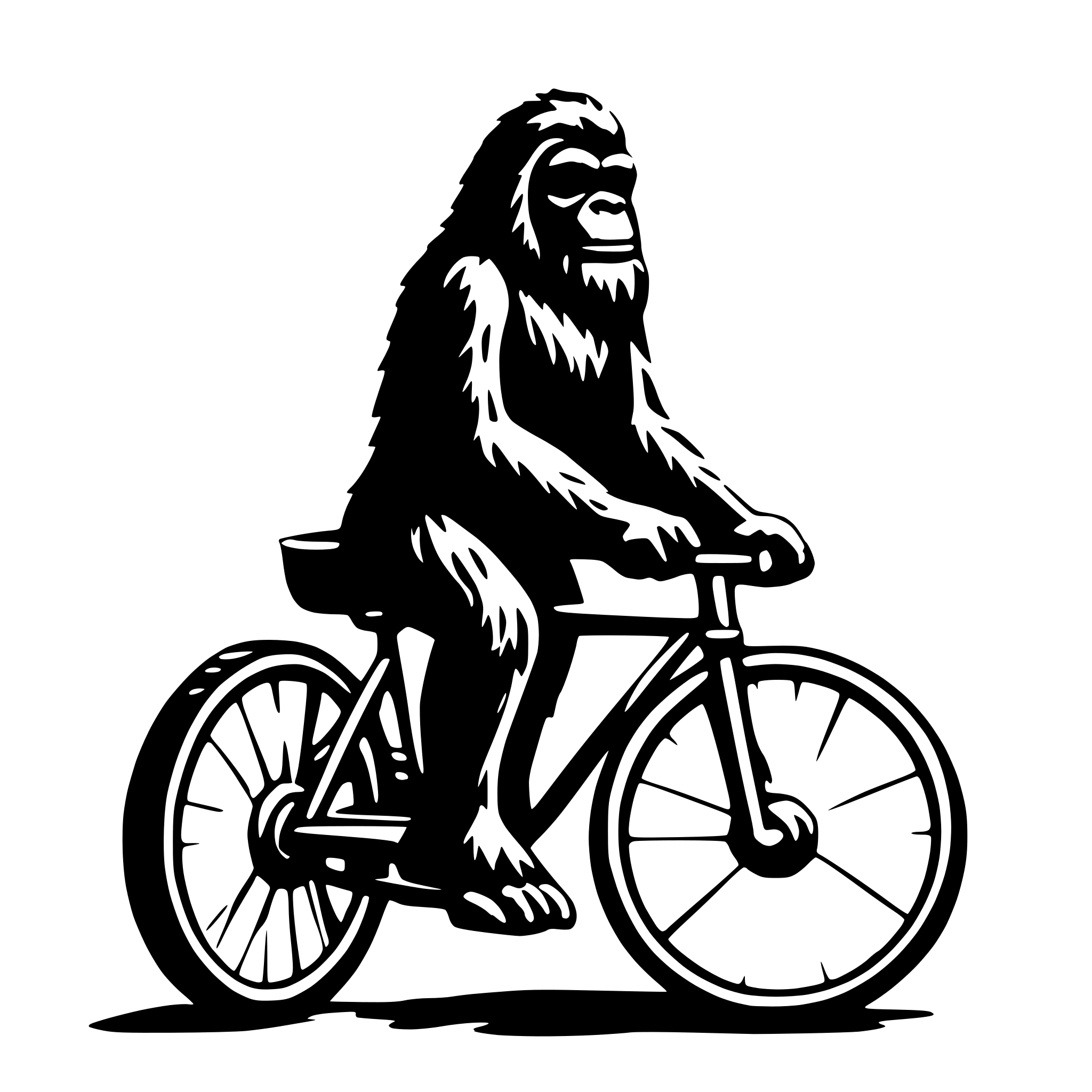 AI-generated SVG of 'sasquatch on a bicycle'