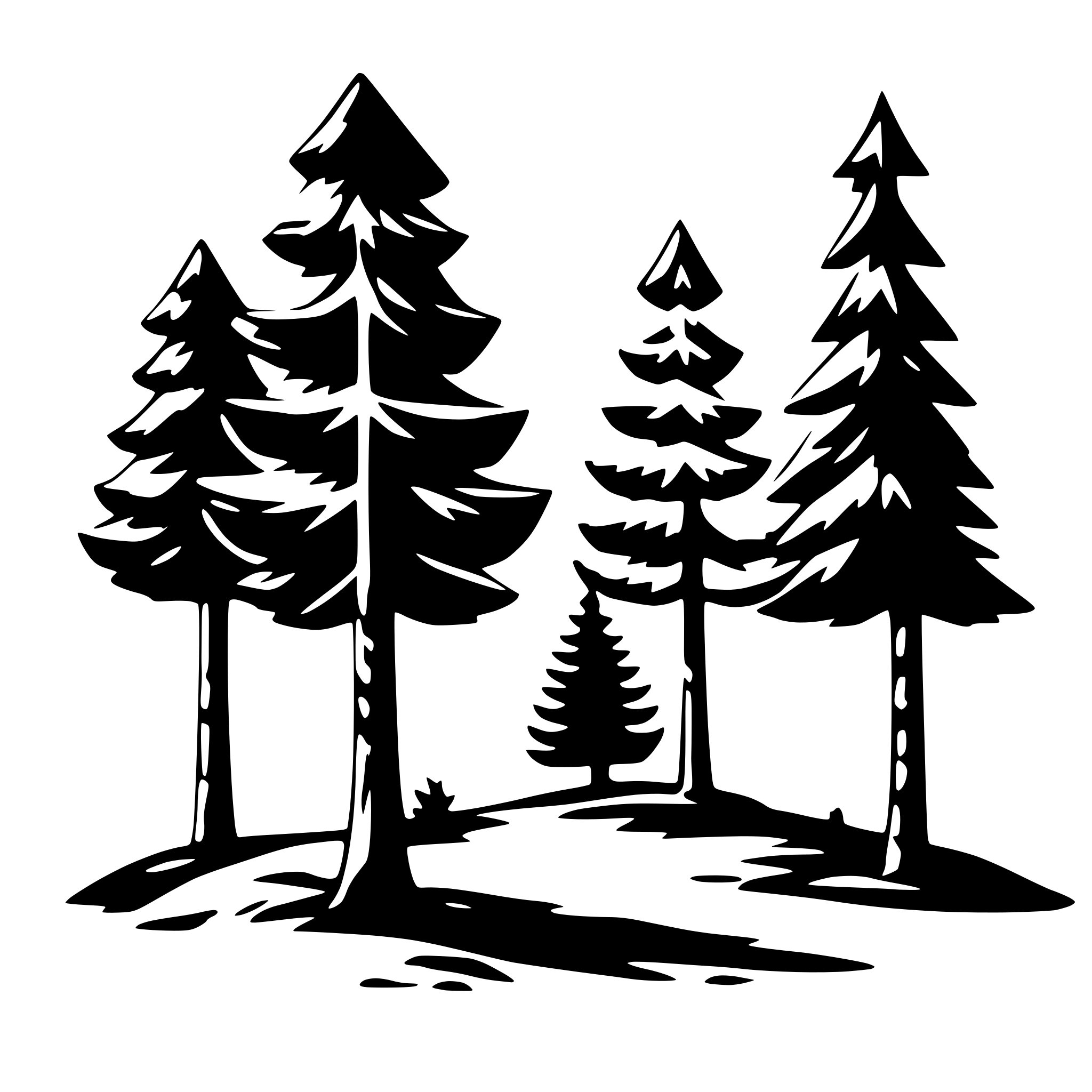 AI-generated SVG of a 2d simple pine trees