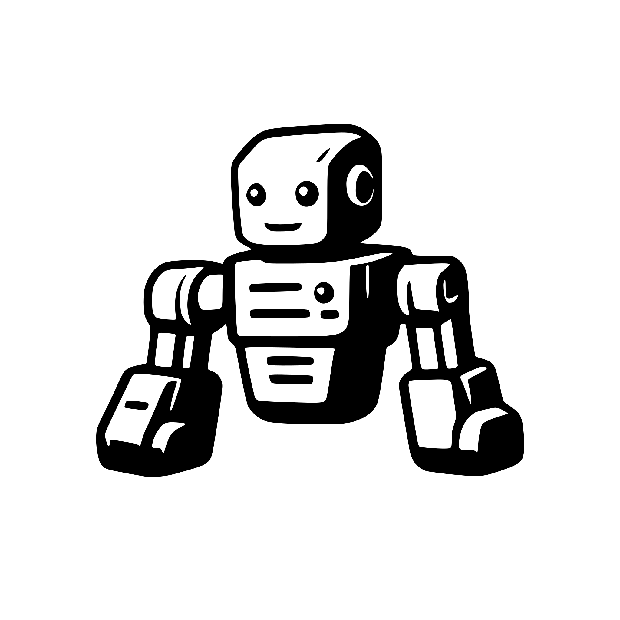 AI-generated SVG of a A logo for a robotics team.  Should be a robot with 4 wheels and an arm. Should have a blocky simplistic design.