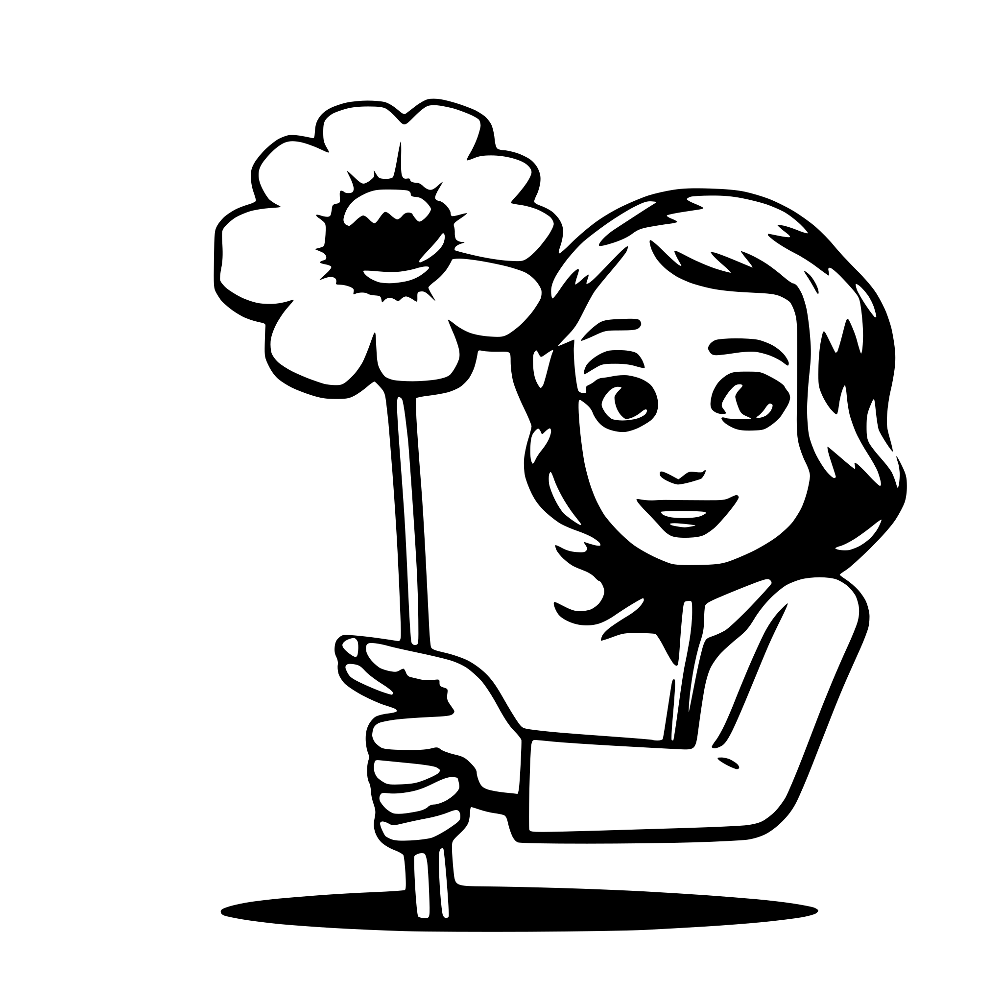 AI-generated SVG of 'ai assistant holding a flower'