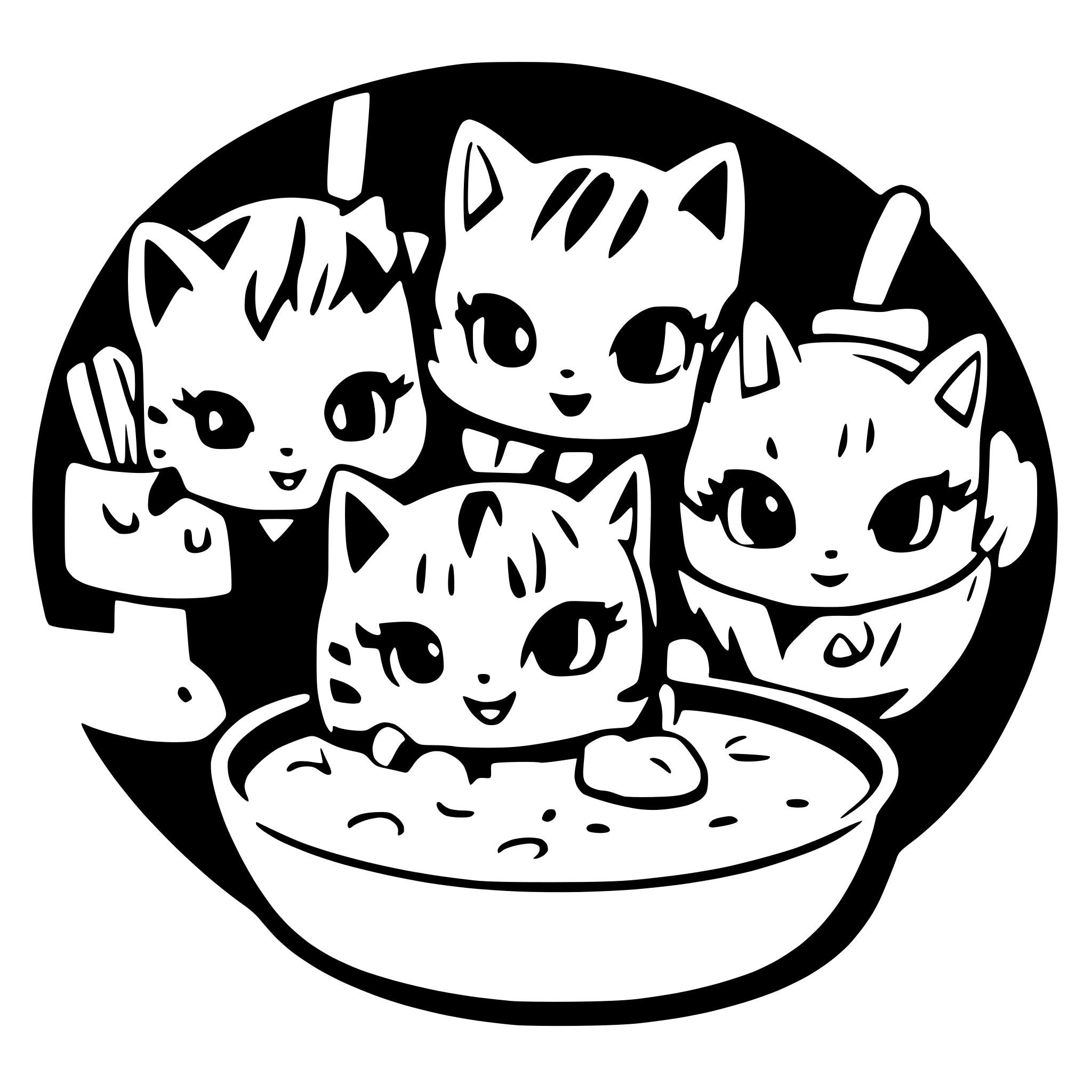 AI-generated SVG of a chibi kitties and soup
