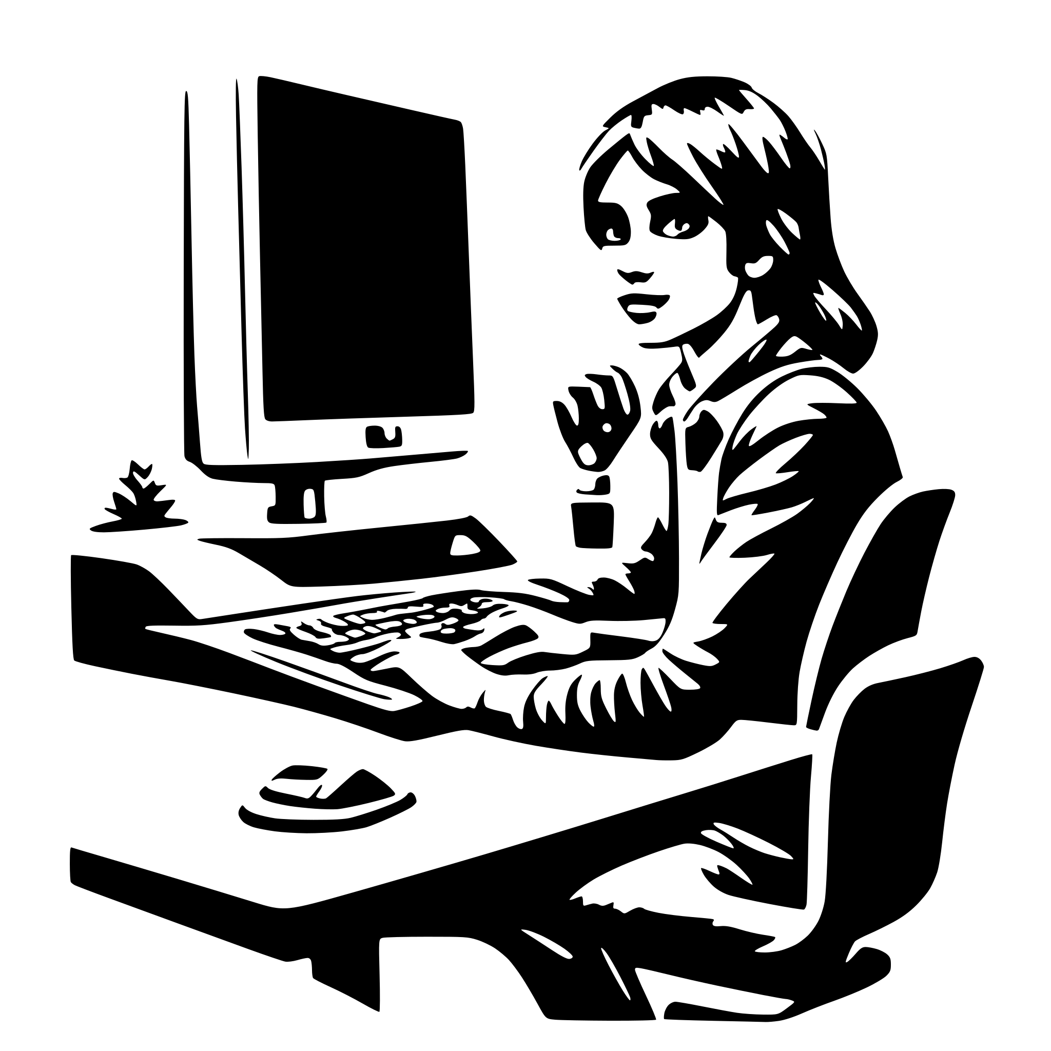 AI-generated SVG of 'student behind a computer'