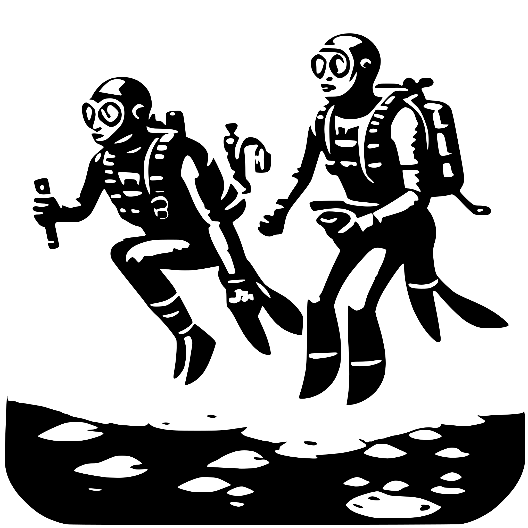 AI-generated SVG of 'professional divers under water'