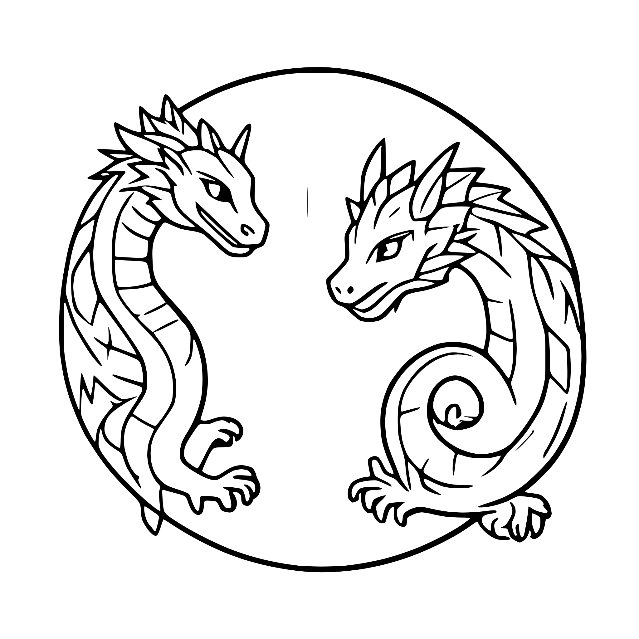 AI-generated SVG of 'yin and yang with dragons'