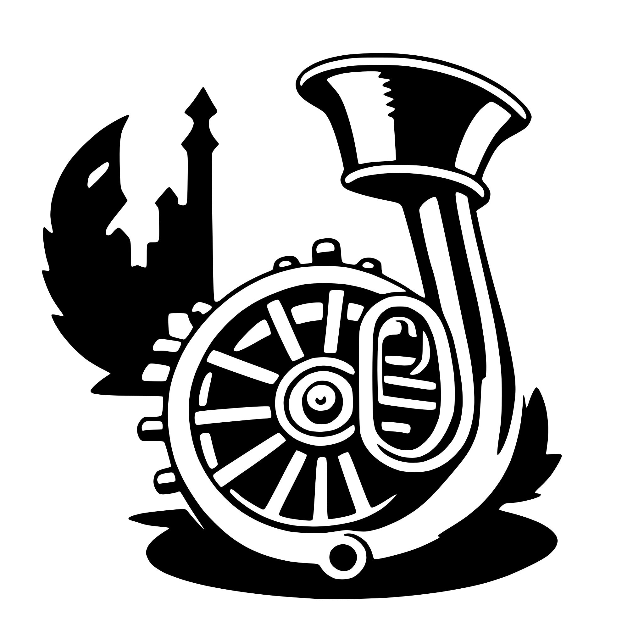 AI-generated SVG of a french horn
