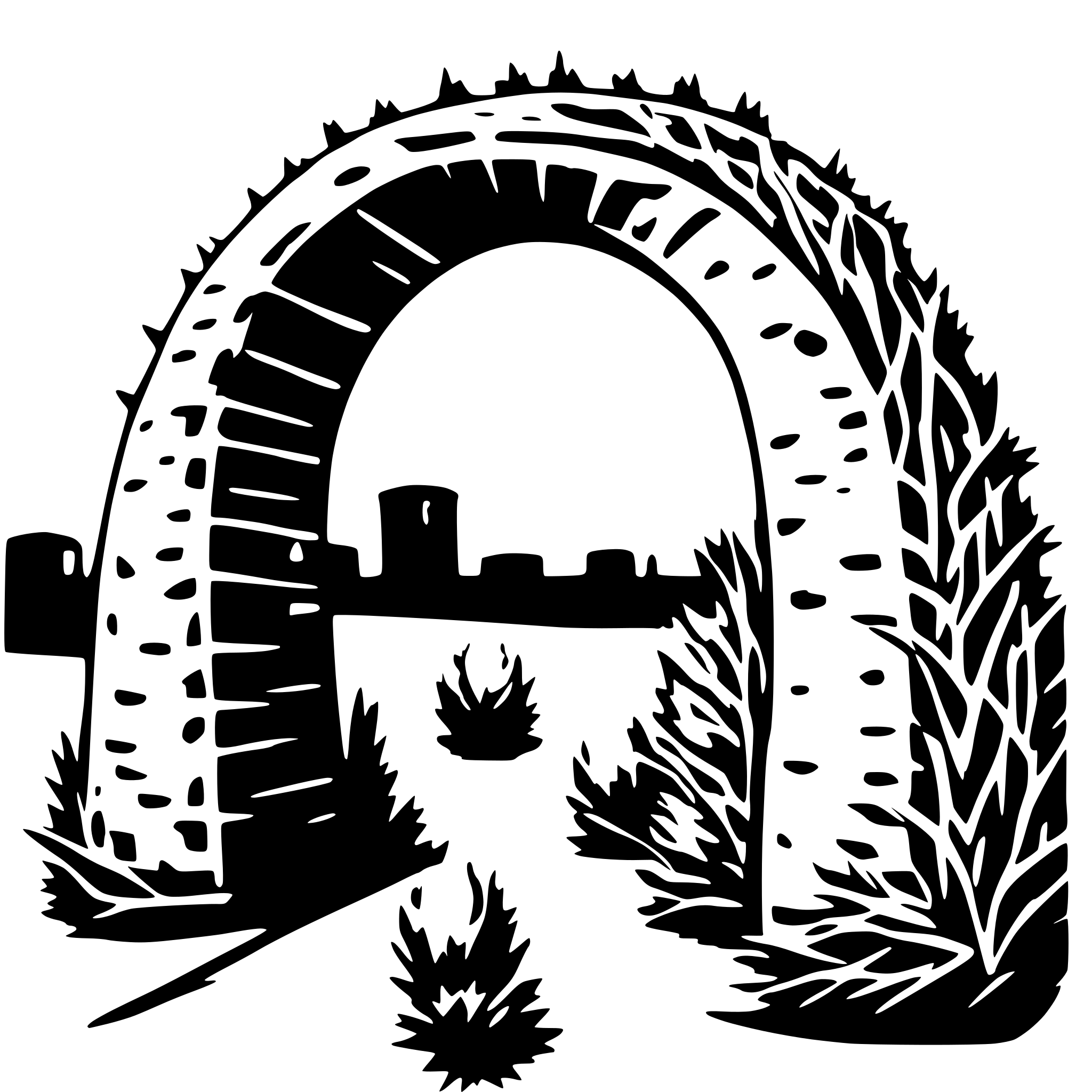 AI-generated SVG of 'tumbleweed thick concentric arches branches'