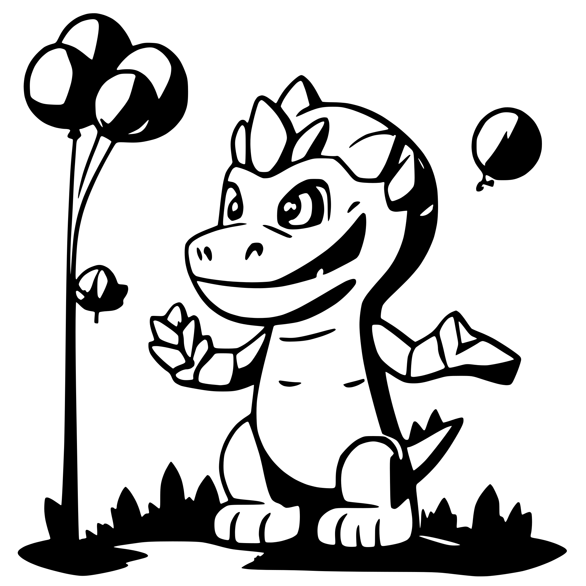 AI-generated SVG of 'balloon animal godzilla'
