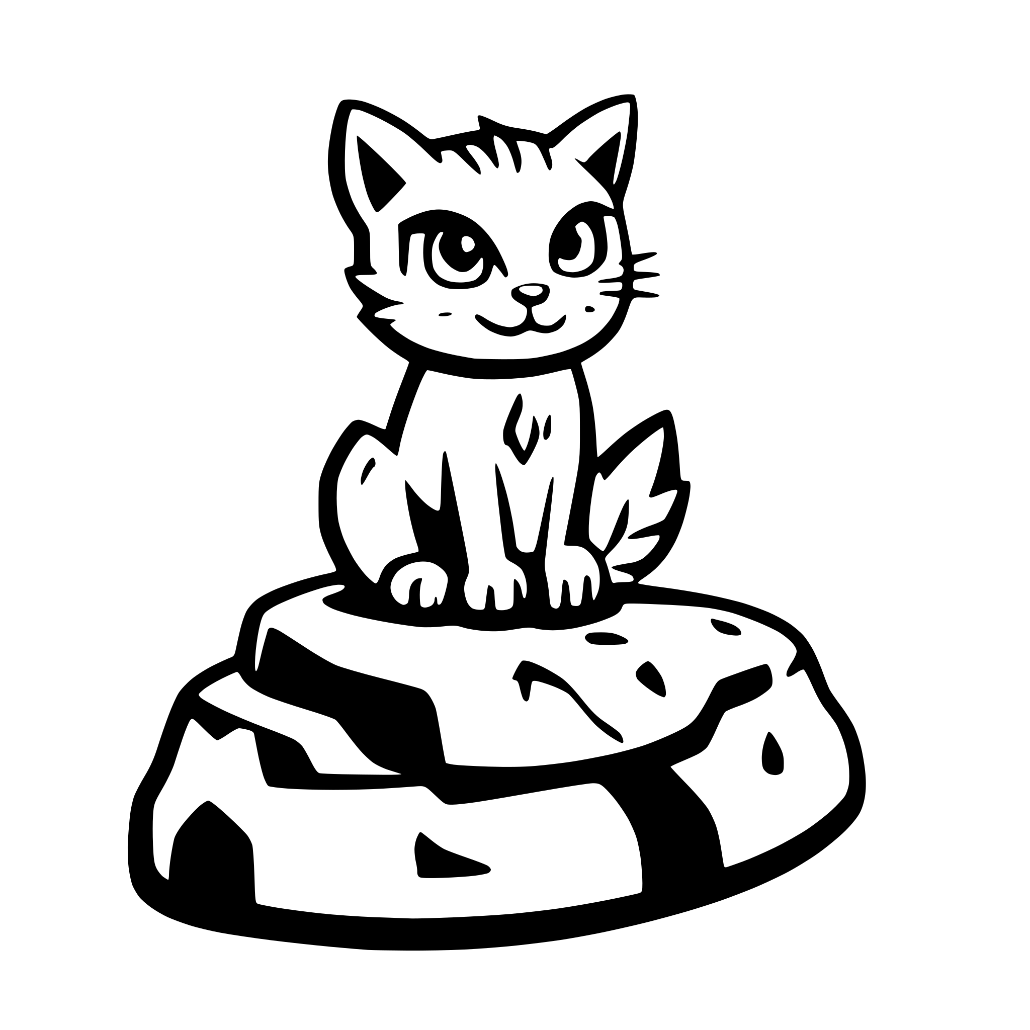 AI-generated SVG of a cat sitting on rock