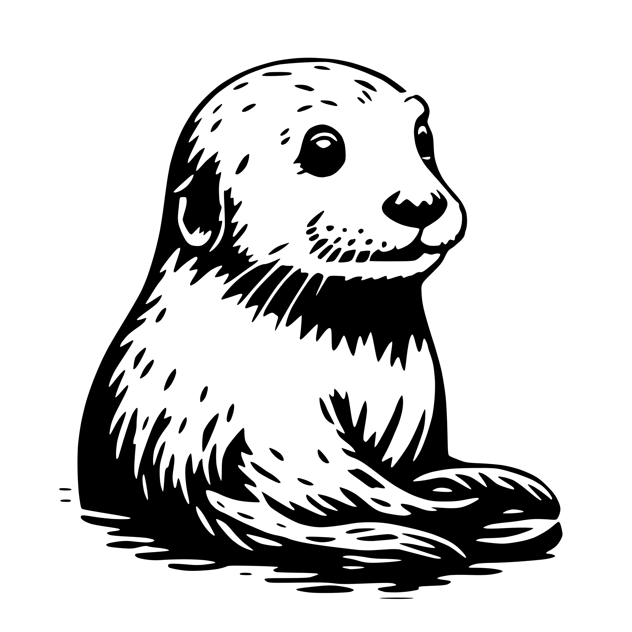 AI-generated SVG of 'A cute sea otter; fewer lines; cute expression; simple pencil drawing'