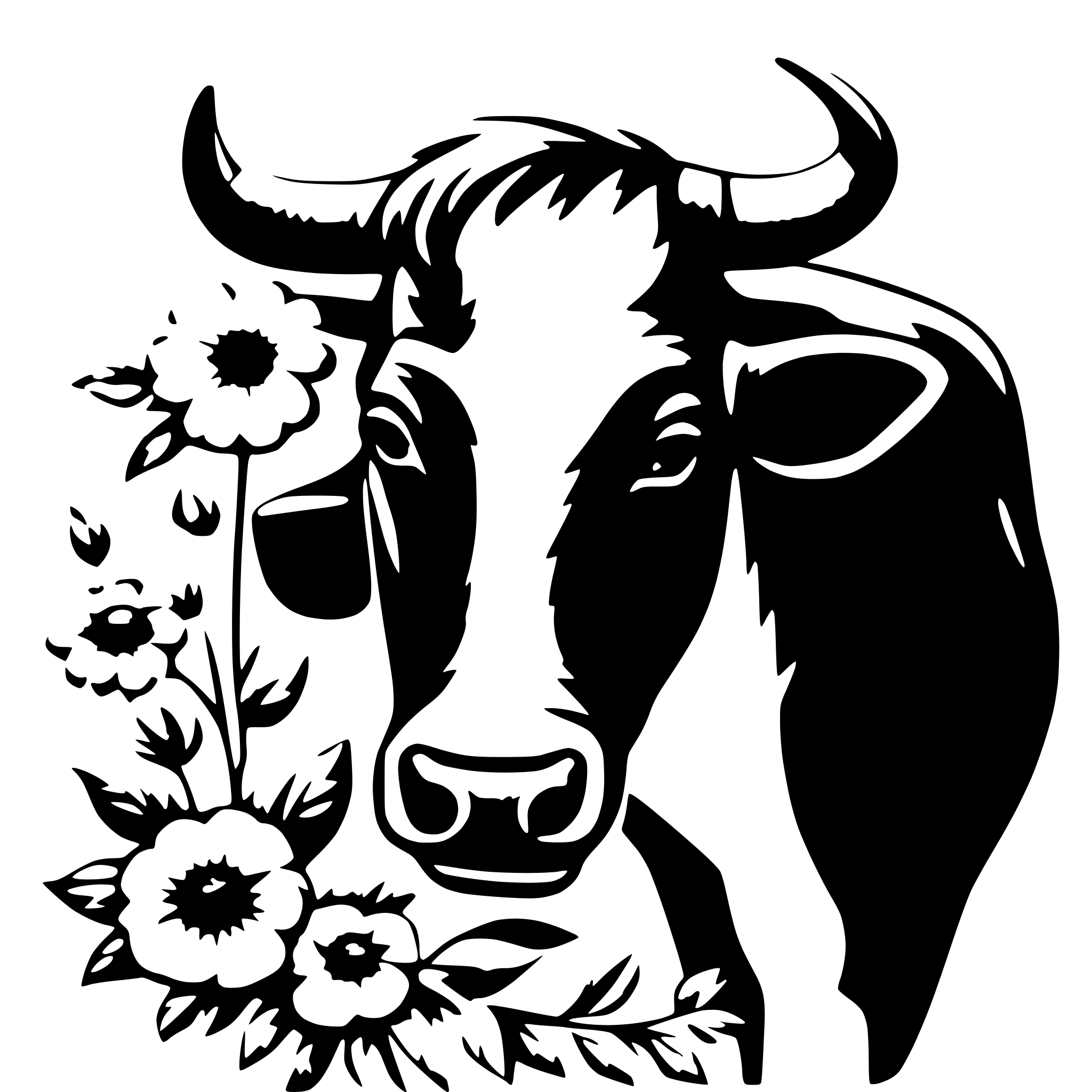 AI-generated SVG of 'flowers art wit bull'