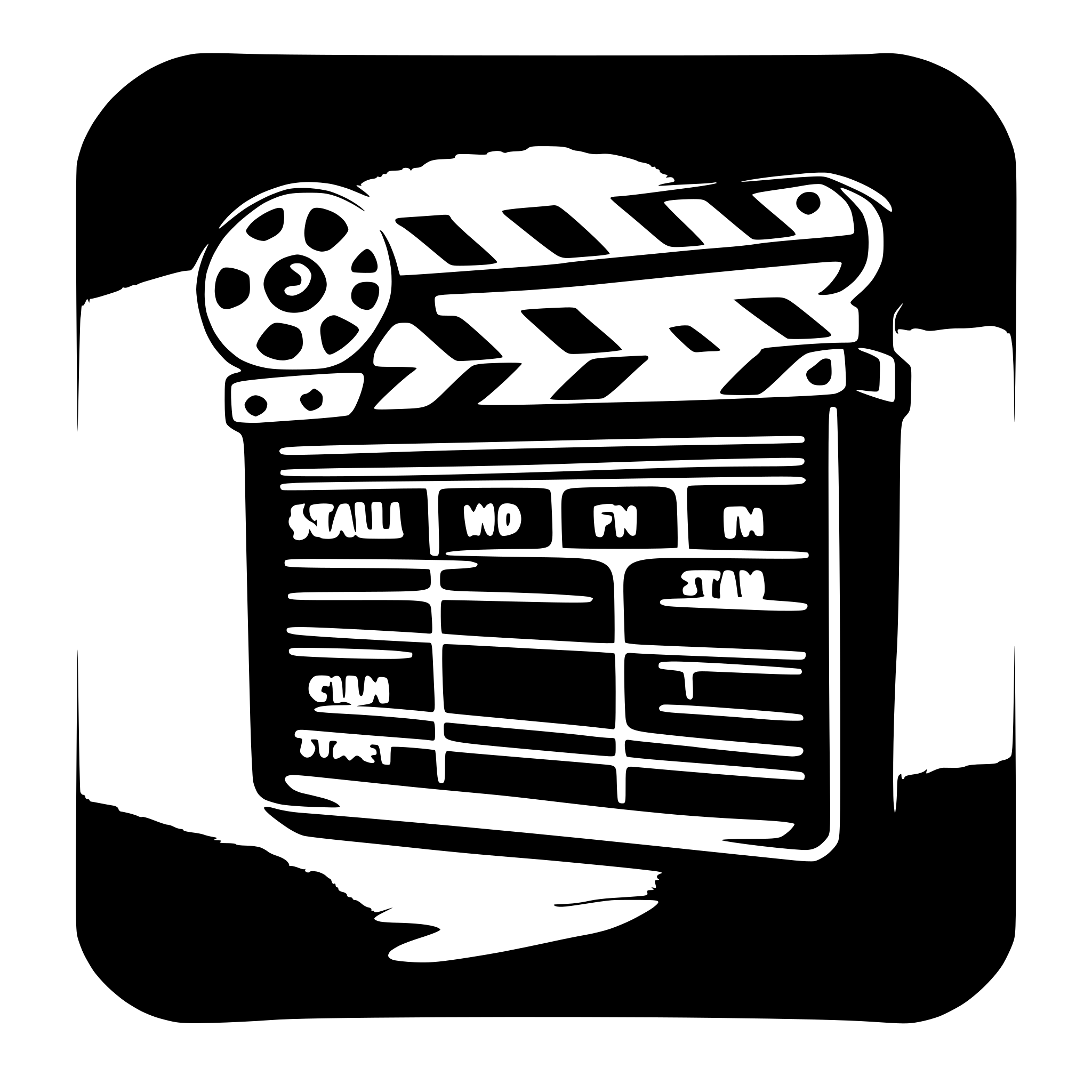AI-generated SVG of a film clapperboard in blue