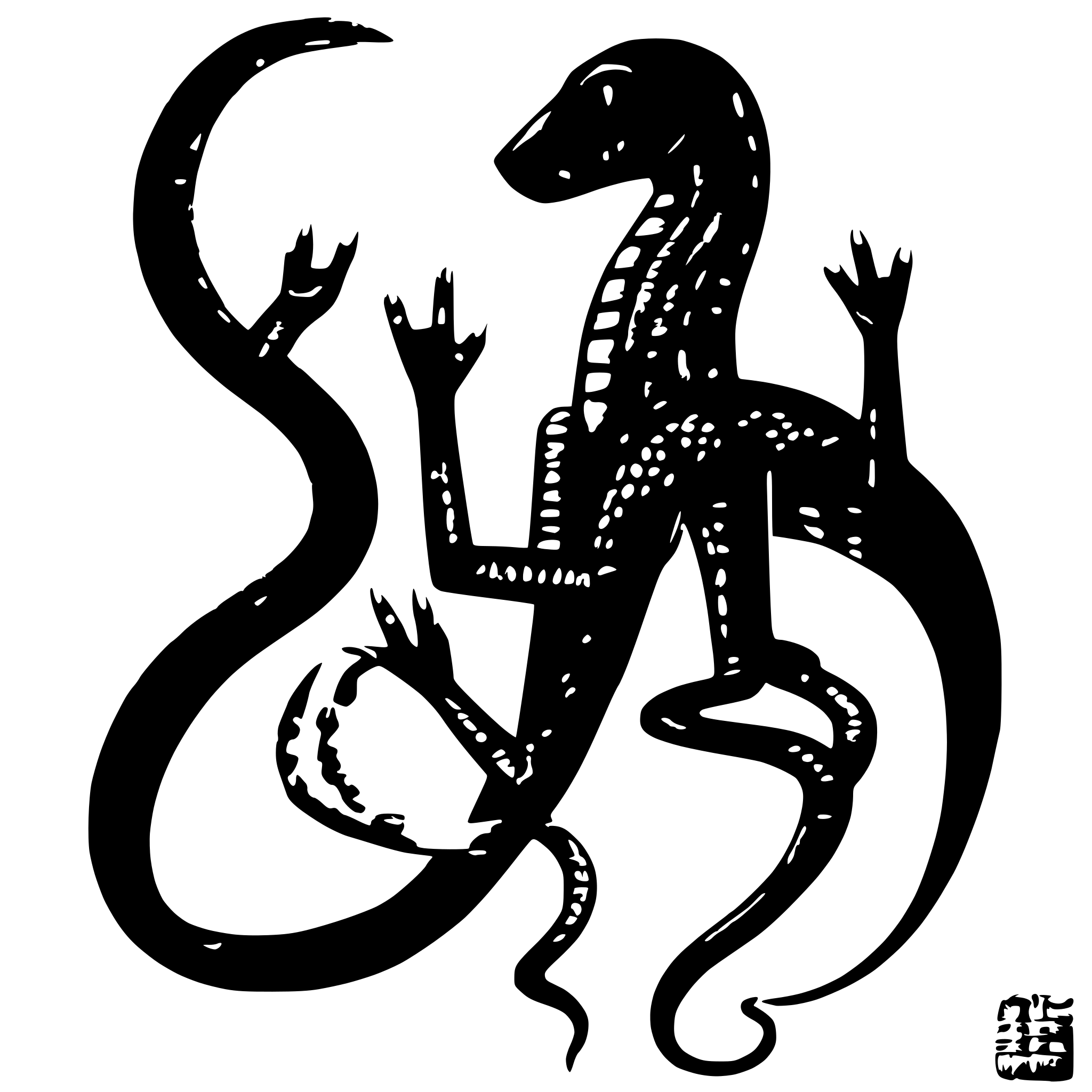 AI-generated SVG of a 1️⃣ A black ink drawing of an animal with four legs and two eyes, resembling the shape of a lizard or snake, with long arms reaching out to touch each other on both sides of its body. The creature has three fingers per hand, with the middle finger being larger than the others. It also features sharp claws on top of its head, in the style of Jean Jullien. --ar 21:26 AI-generated SVG of a 1️⃣ A black ink drawing of an animal with four legs and two eyes, resembling the shape of a lizard or snake, with long arms reaching out to touch each other on both sides of its body. The creature has three fingers per hand, with the middle finger being larger than the others. It also features sharp claws on top of its head, in the style of Jean Jullien. --ar 21:26