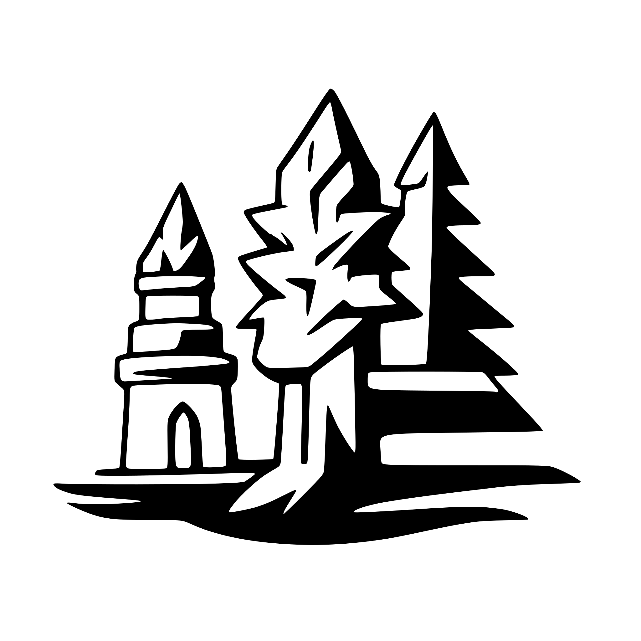 AI-generated SVG of a Design a logo that elegantly merges the form of a tall pine tree with a white castle. The tree trunk should gradually blend into the castle’s base, with the tree branches resembling the castle’s towers and turrets. Use minimalistic lines and a clean, modern look. The castle should appear sturdy but light, giving a sense of strength and serenity. Very minimalistic.