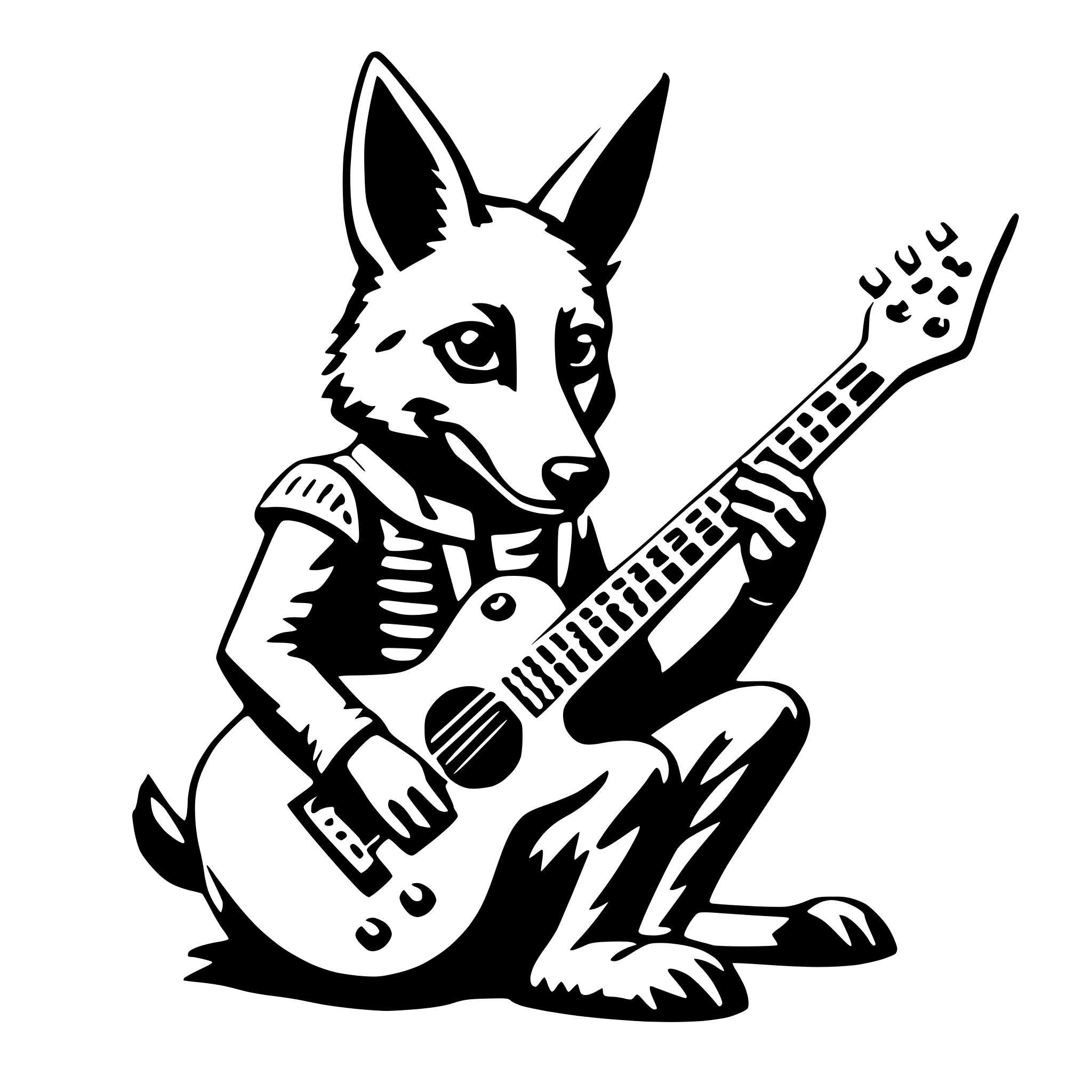 AI-generated SVG of 'jackal with guitar'