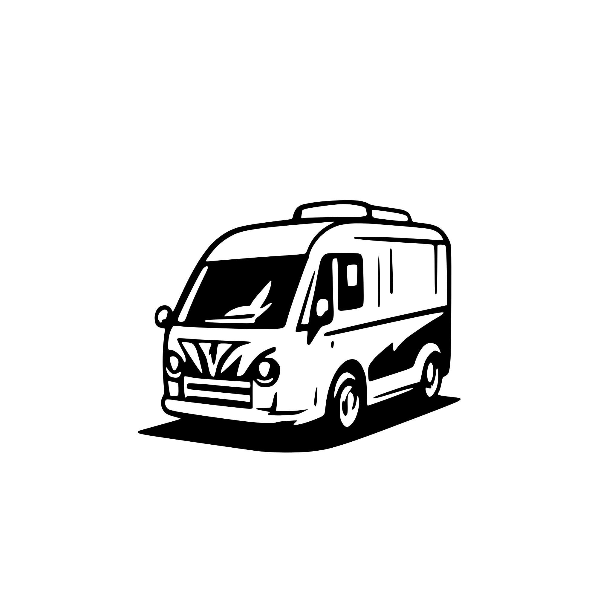 AI-generated SVG of a Motorhome en blanco y negro