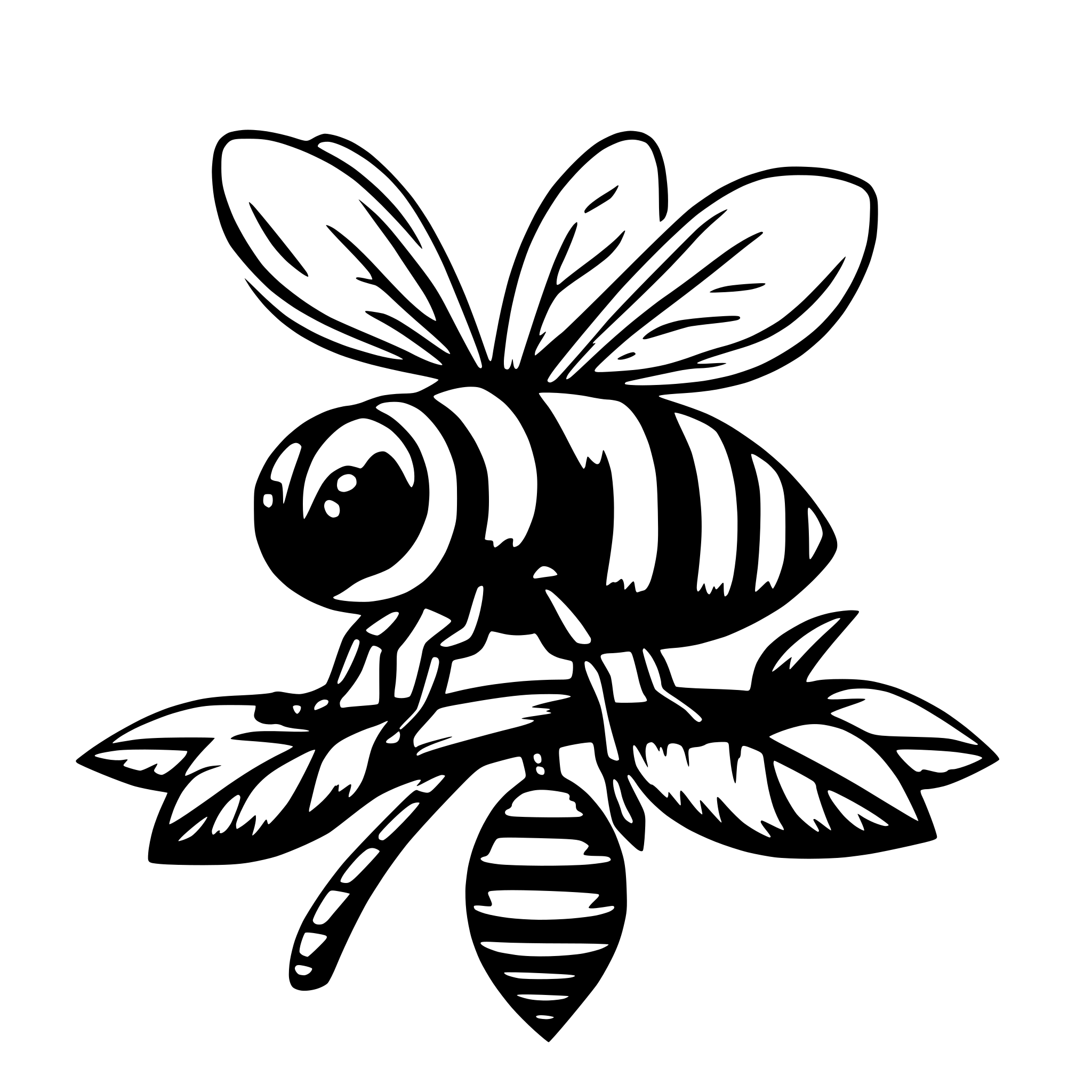 AI-generated SVG of 'Bee with bottom being a needle in bee colors'
