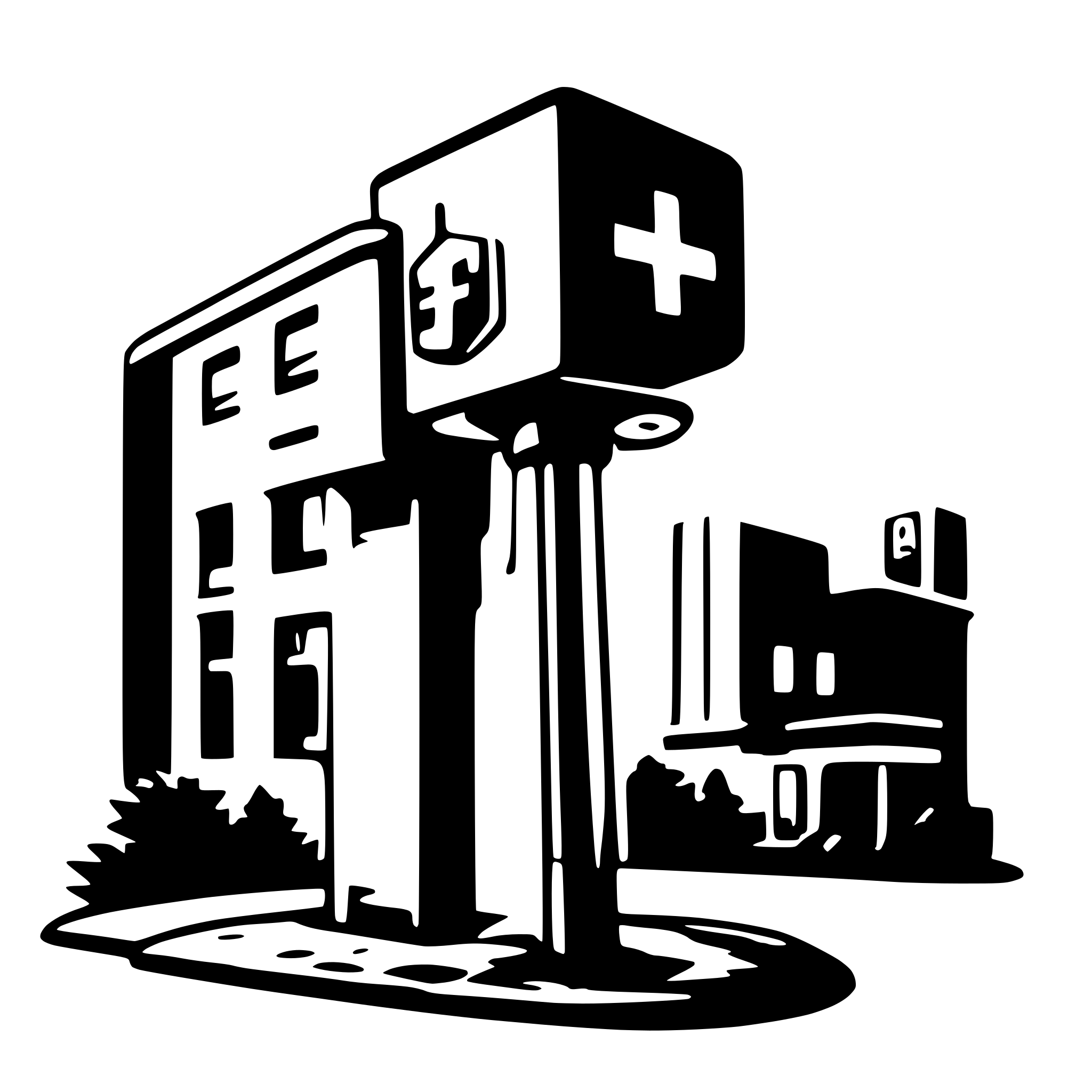 AI-generated SVG of a hammer next to hospital