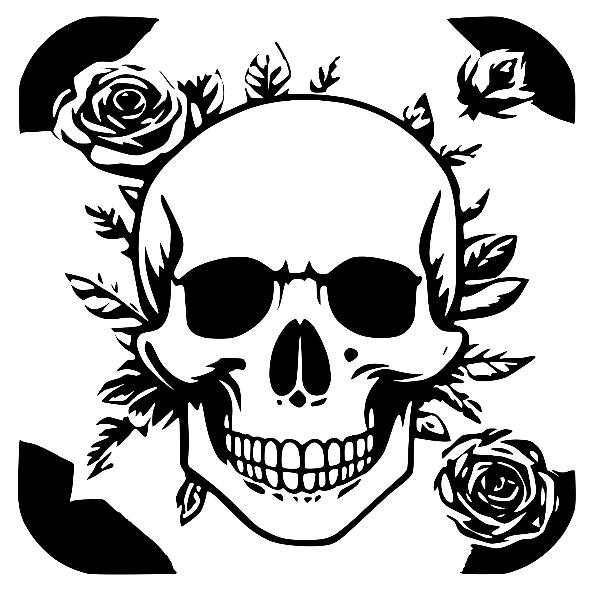 AI-generated SVG of a skull and rose