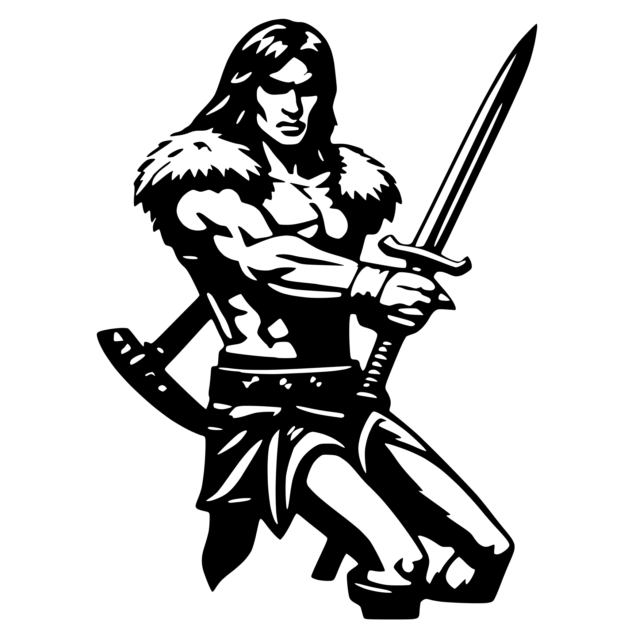 AI-generated SVG of a barbarian with a sword