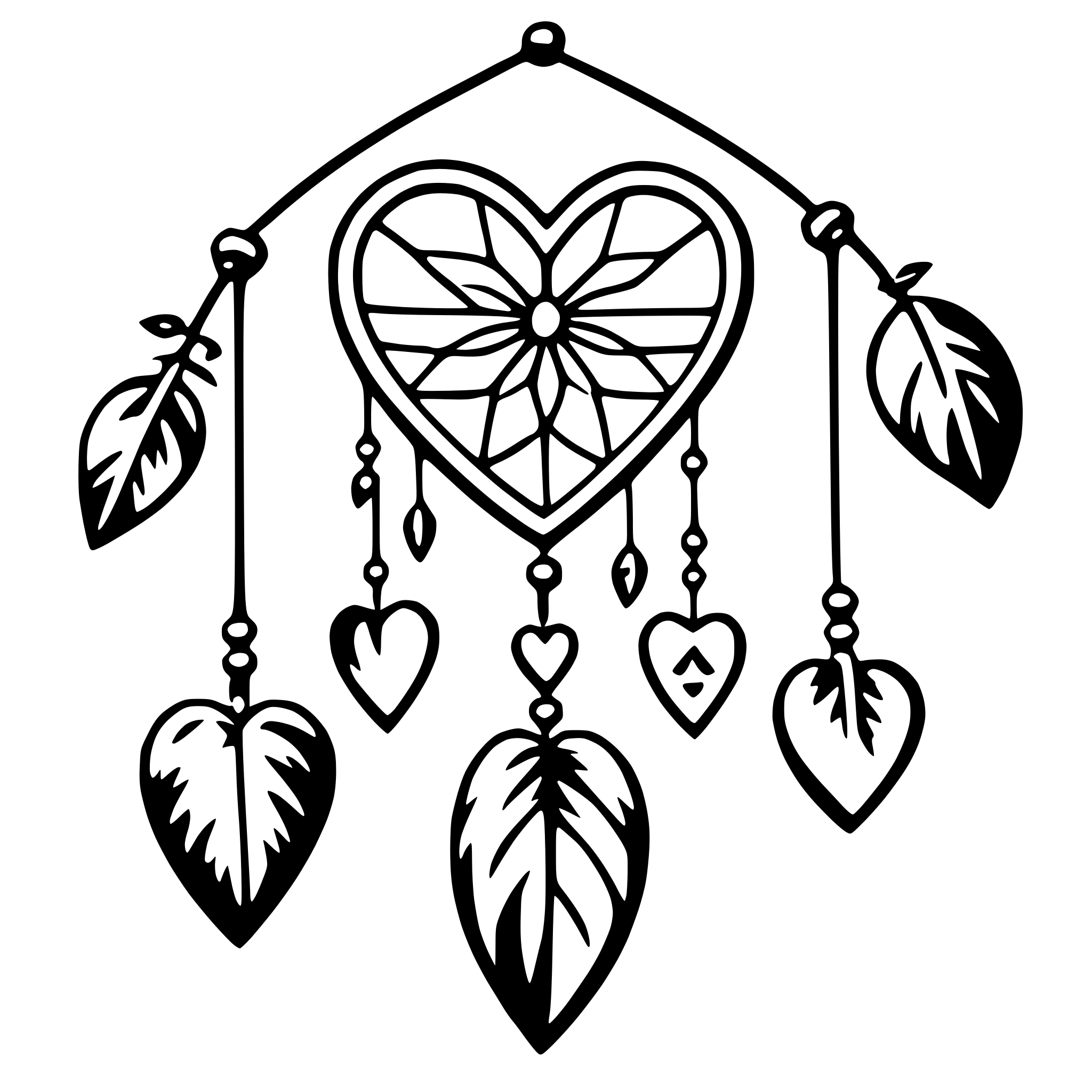 AI-generated SVG of a dreamcatcher hearts