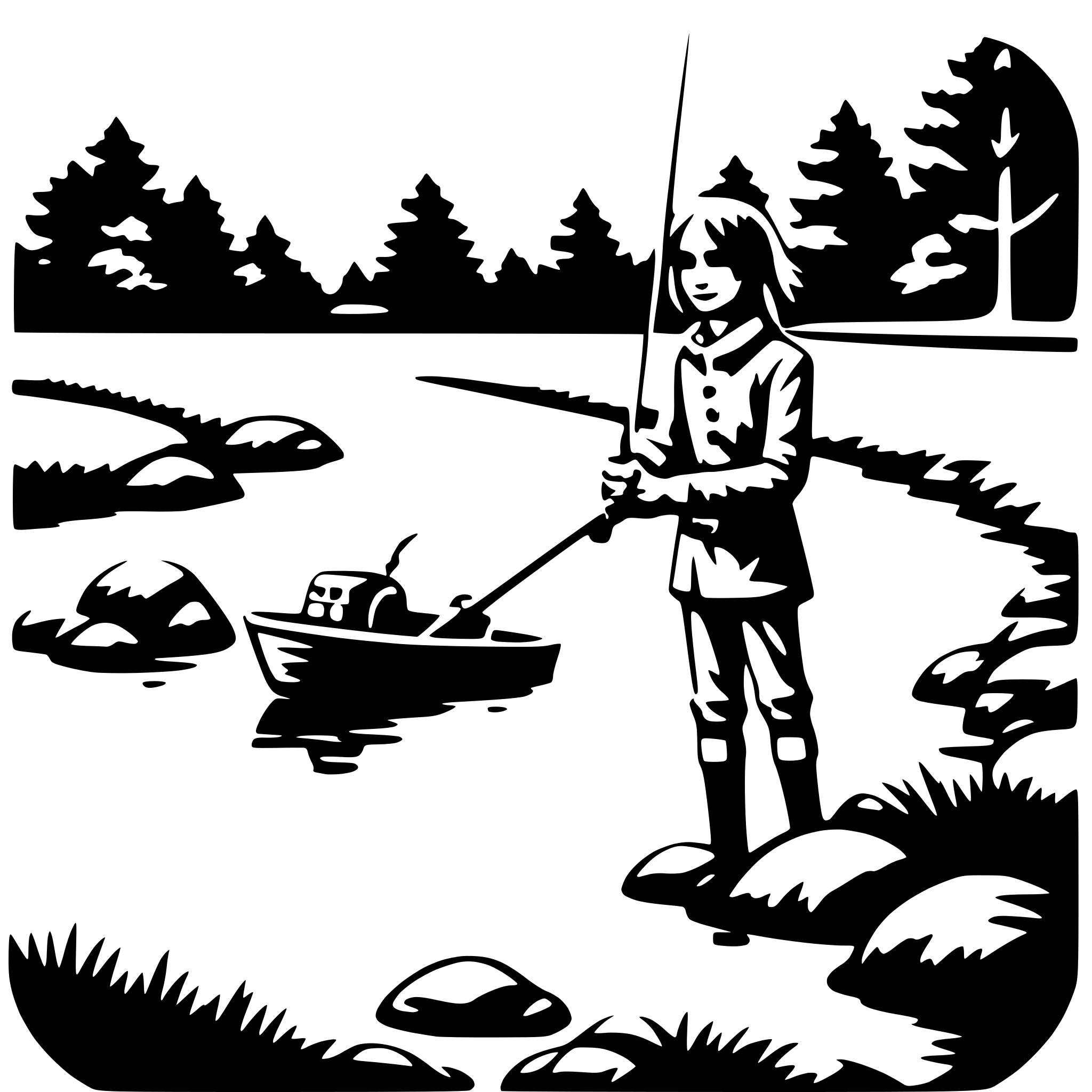 AI-generated SVG of a fishing in stream