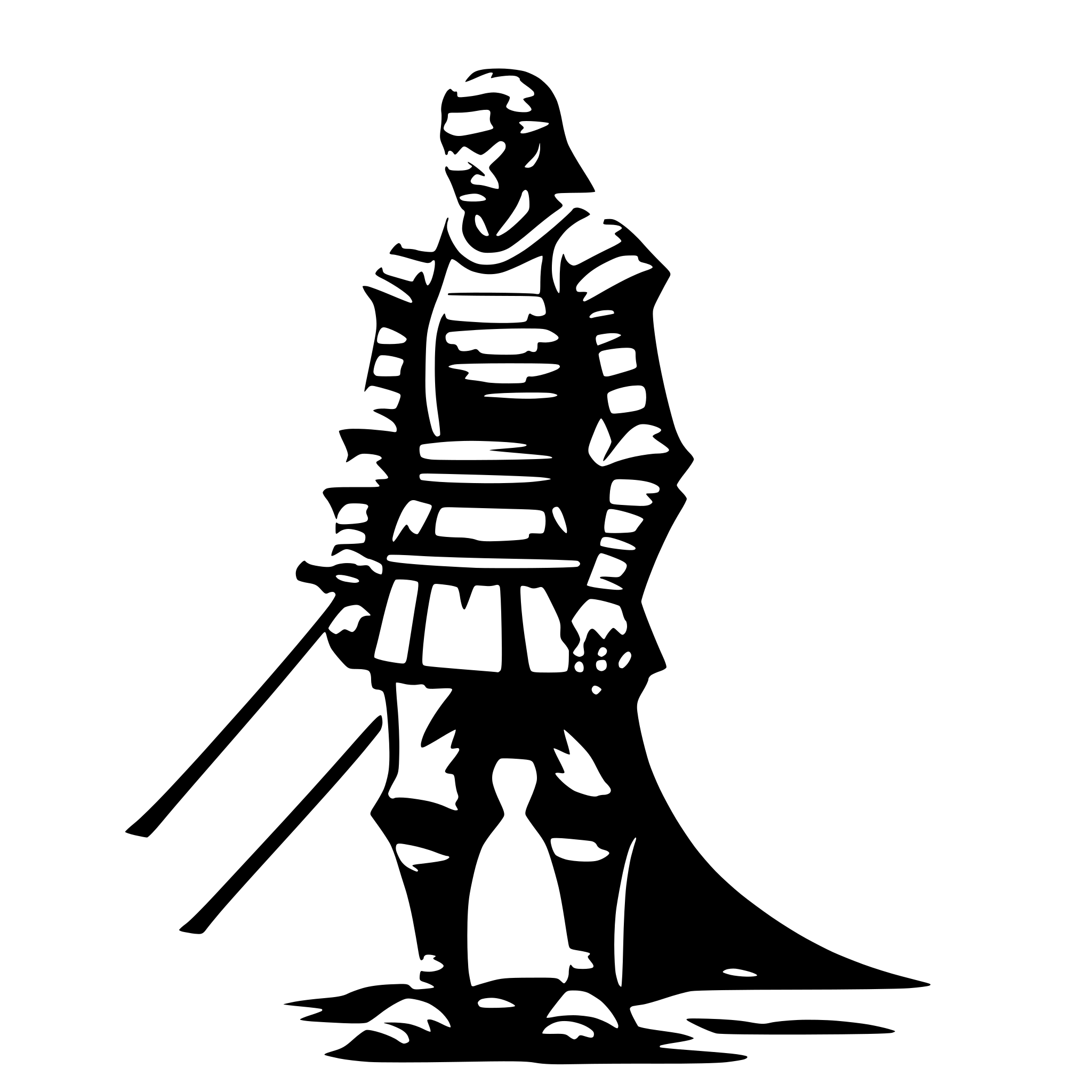 AI-generated SVG of a old samurai, side view, nostalgic