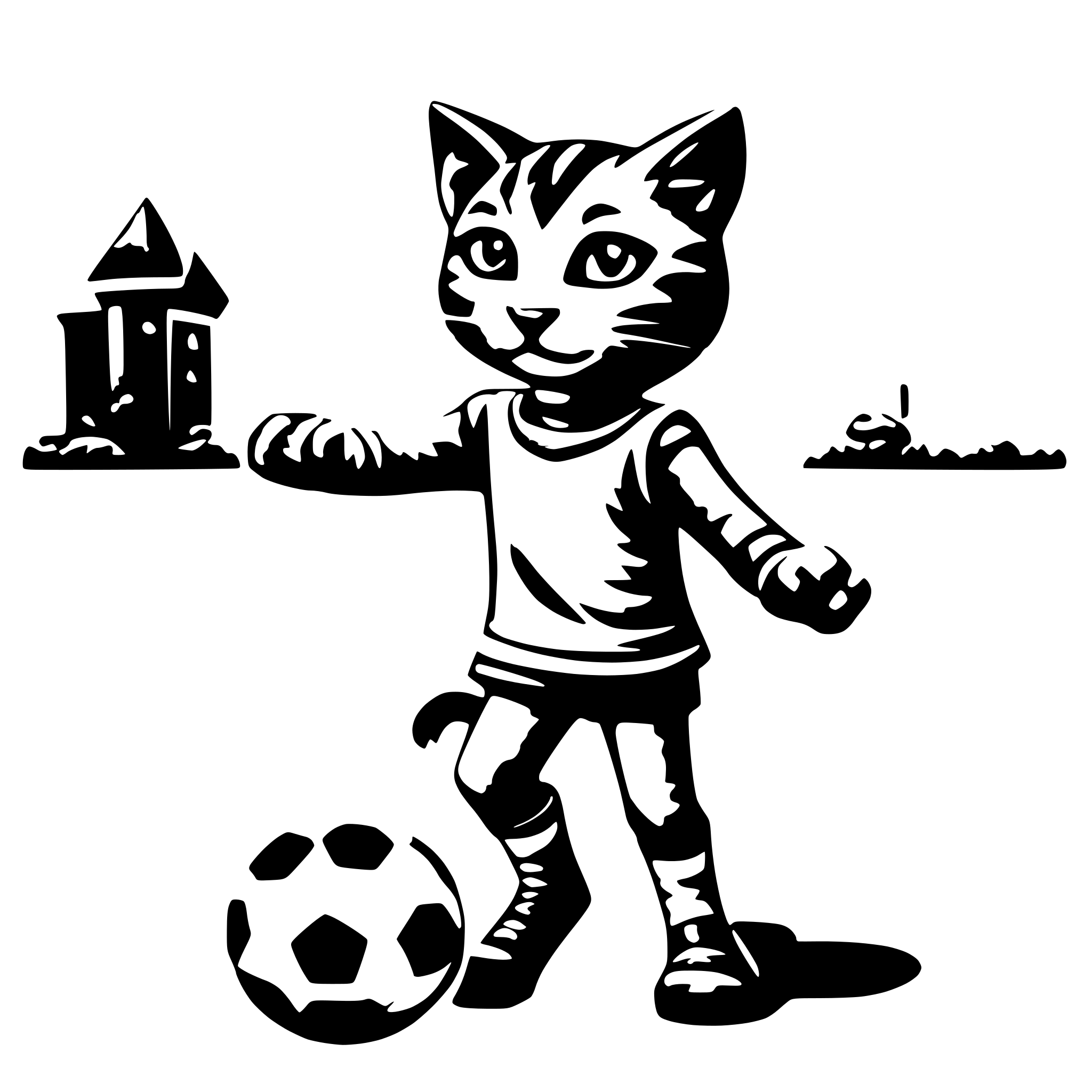 AI-generated SVG of 'a teenage feline playing soccer'
