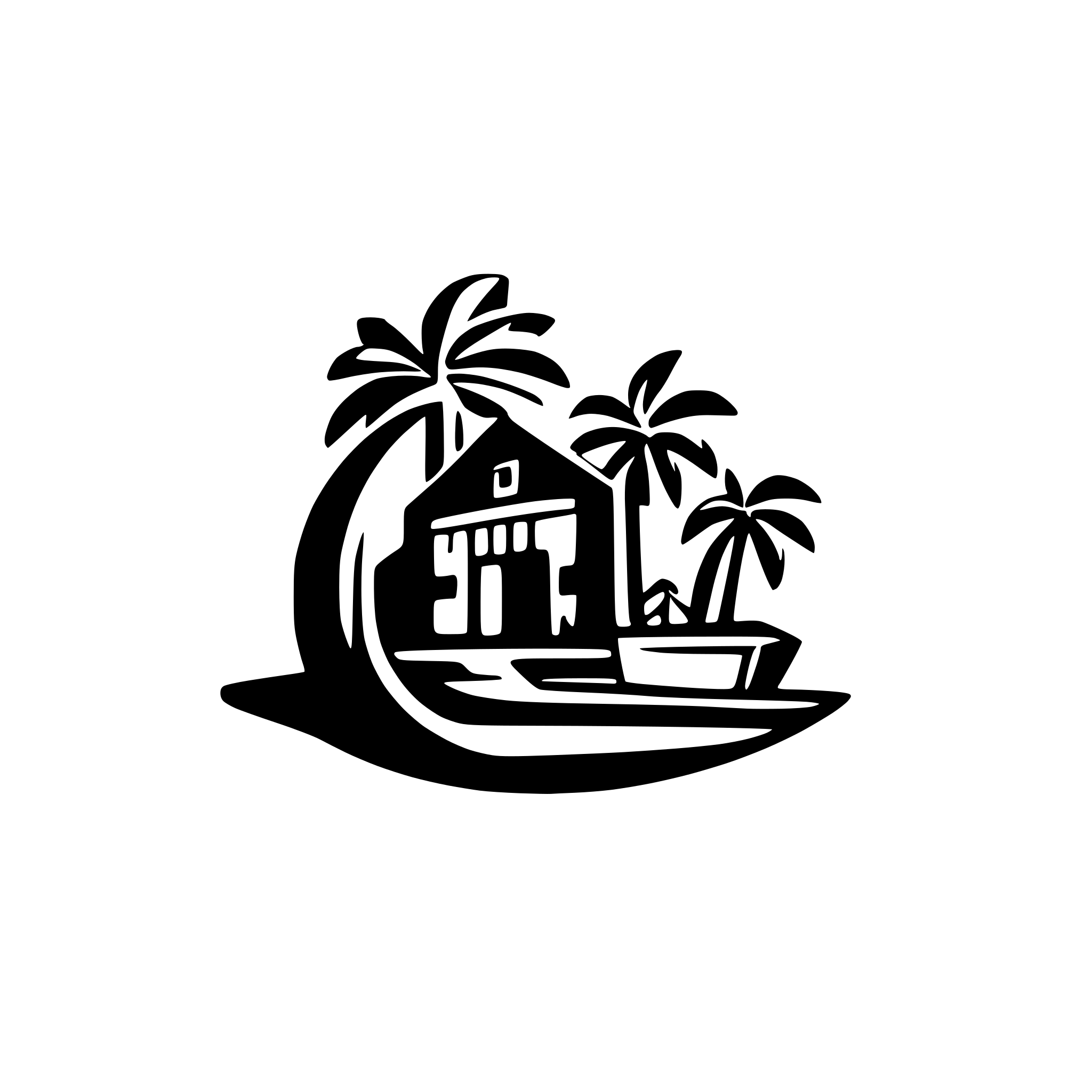 AI-generated SVG of a Property Service, Palm Tree, House, All in one, Handyman, Tools, Sun, Besach, Boat