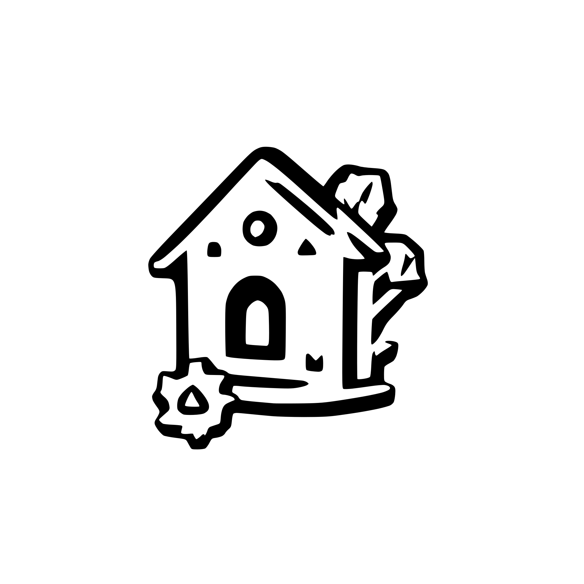 AI-generated SVG of a create an icon with a gear and a house in orange light color