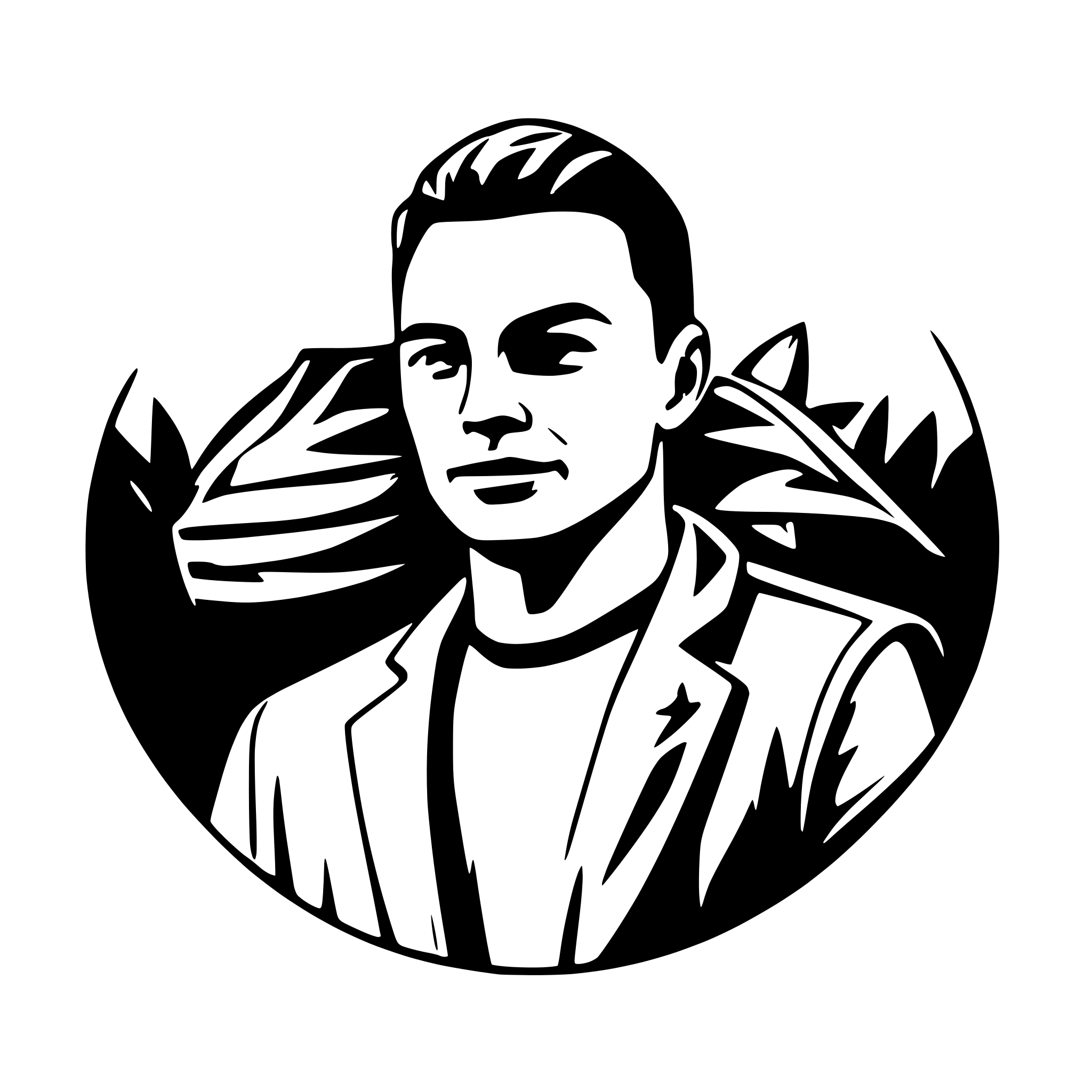 AI-generated SVG of a elon musk with a style musatche