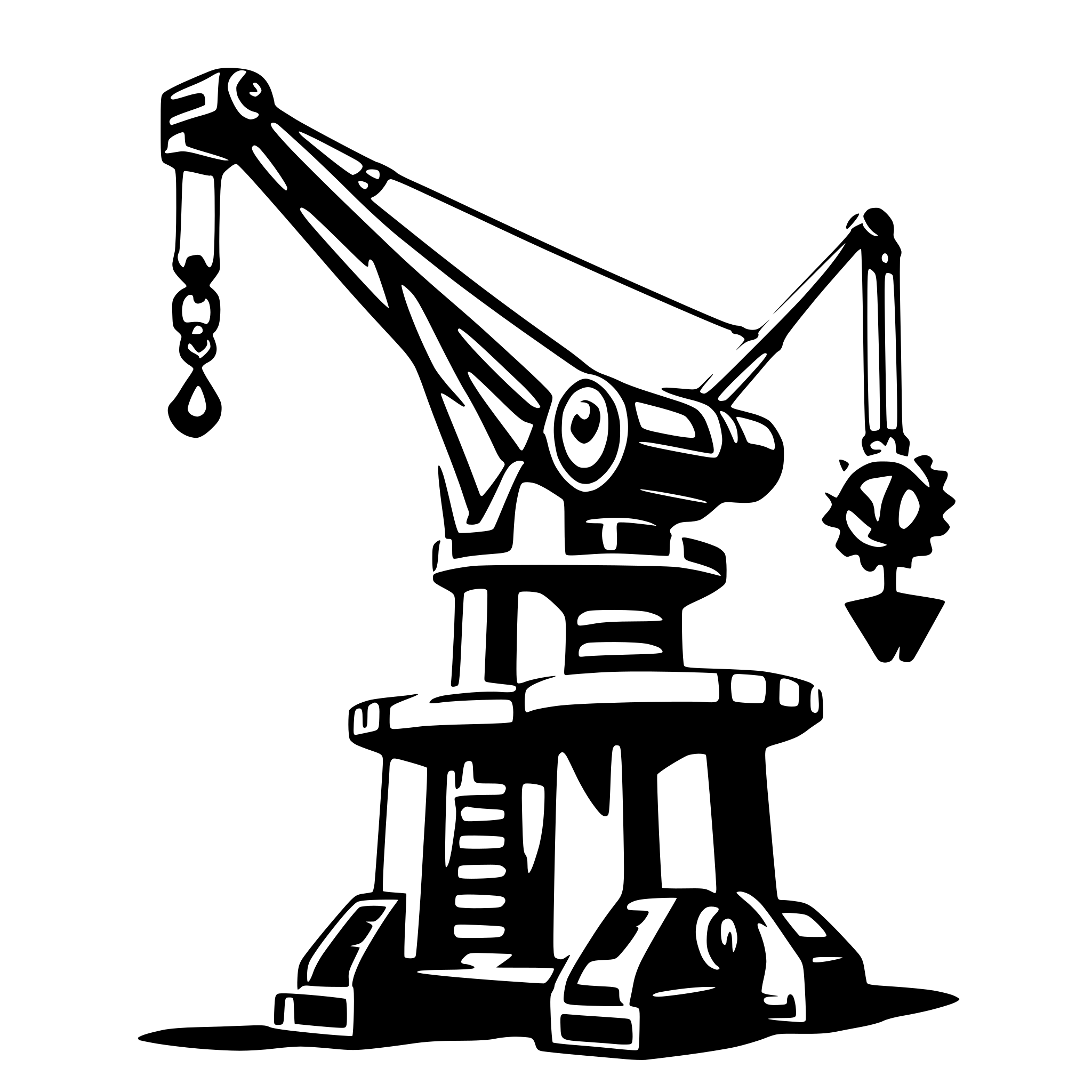 AI-generated SVG of 'crane with gear'