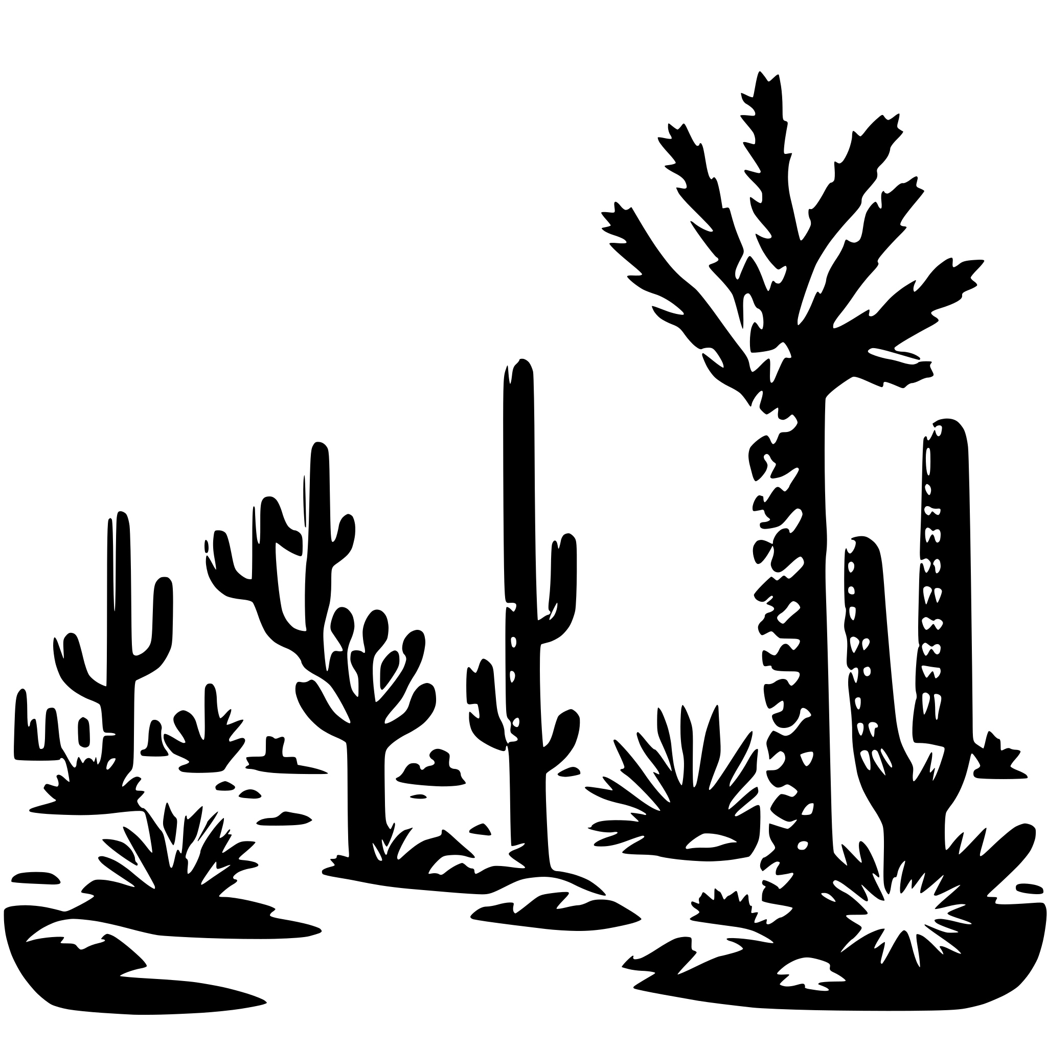 AI-generated SVG of a extreme hot sunny desert ecosystem including sun