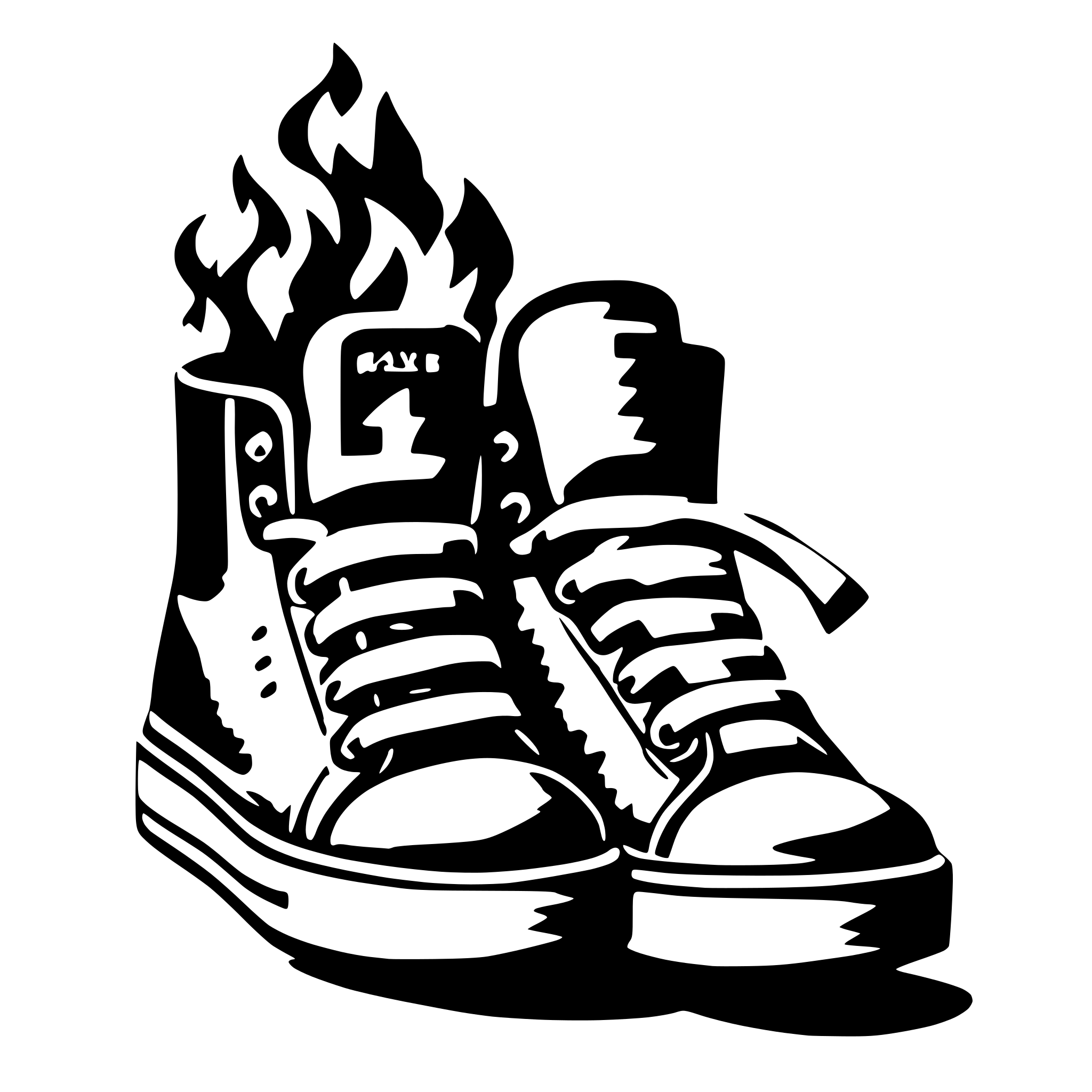 AI-generated SVG of a sneakers with fire